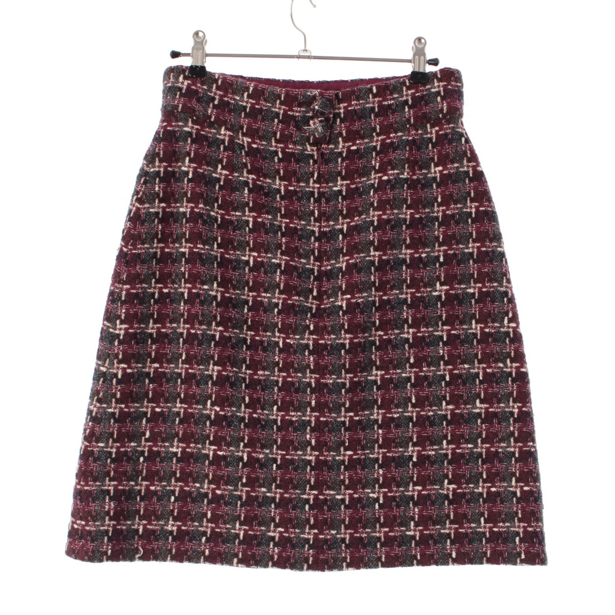 CHANEL 07A cashmere Tweed COCO Mark Button Check Pattern skirt P31959 Purple gray 38