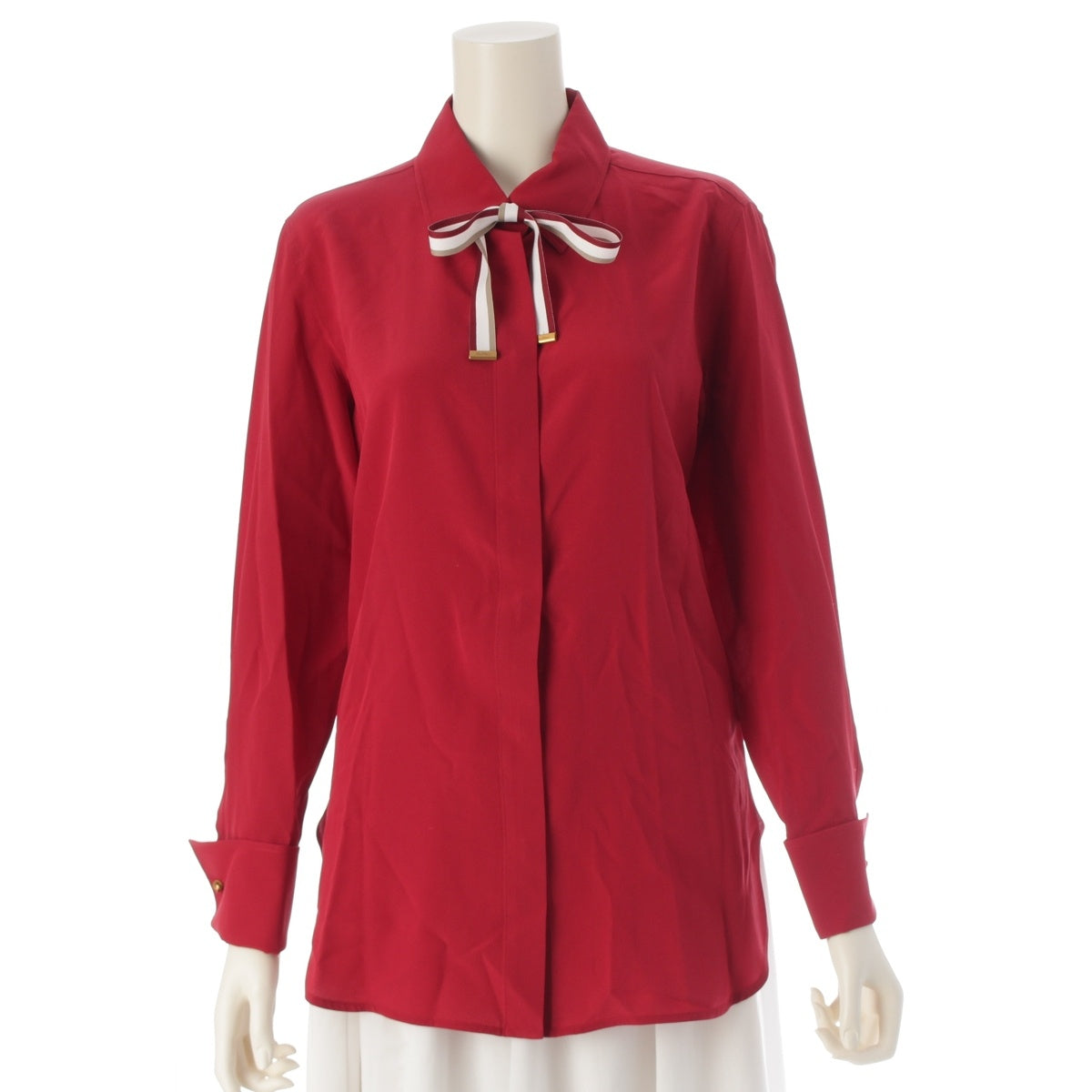 MAX MARA APOLLO Pure Silk Bow tie blouse shirt 25111110616 Red 44