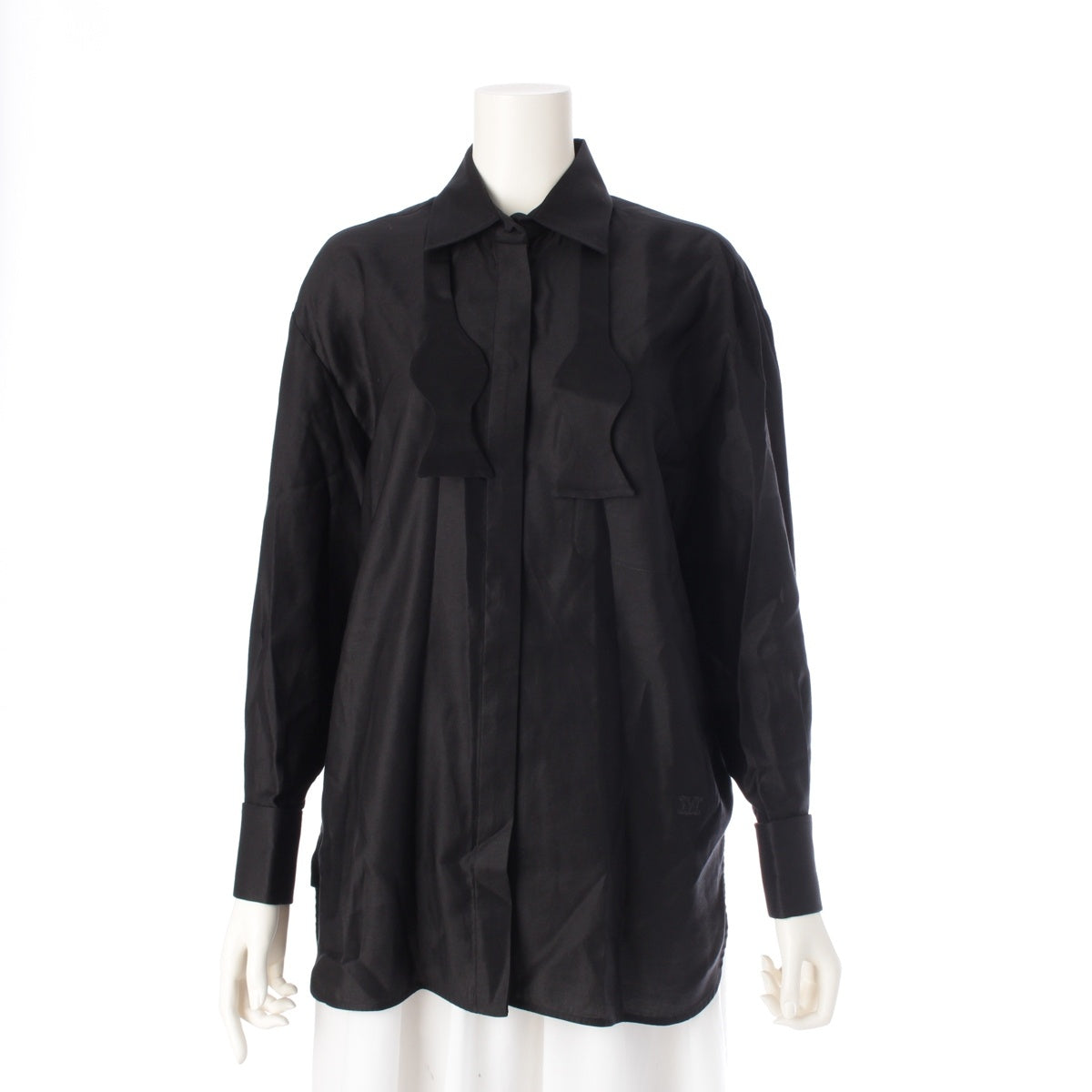 MAX MARA MAREA cotton Bowtie Long Sleeve Shirt blouse tops 24111910216 black 34