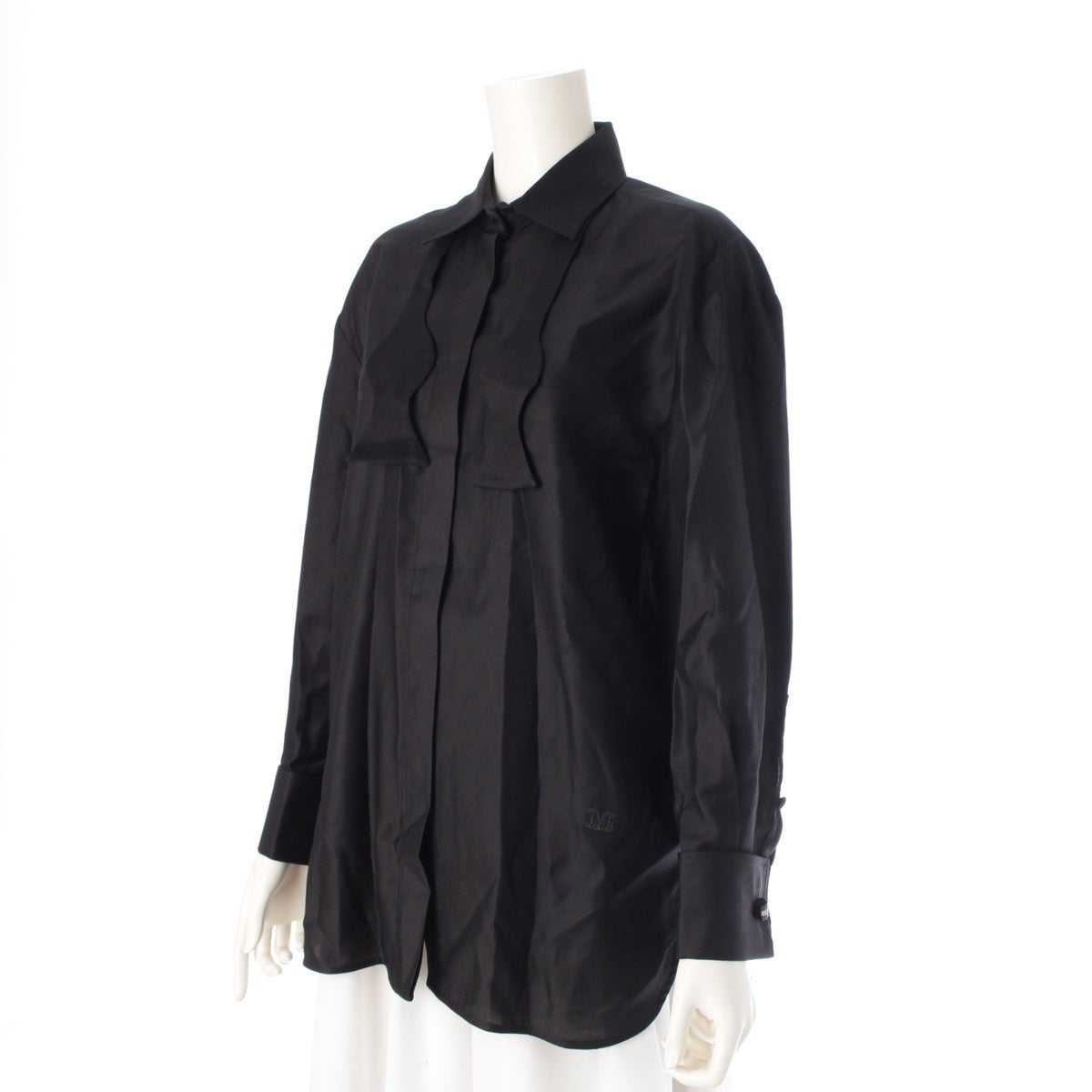 MAX MARA MAREA cotton Bowtie Long Sleeve Shirt blouse tops 24111910216 black 34