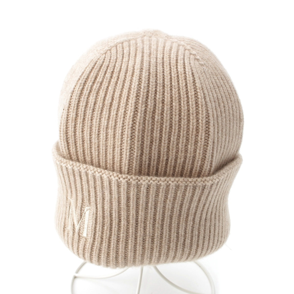 MAX MARA RETINA Retina cashmere M logo embroidery Knit cap Beanie hat beige