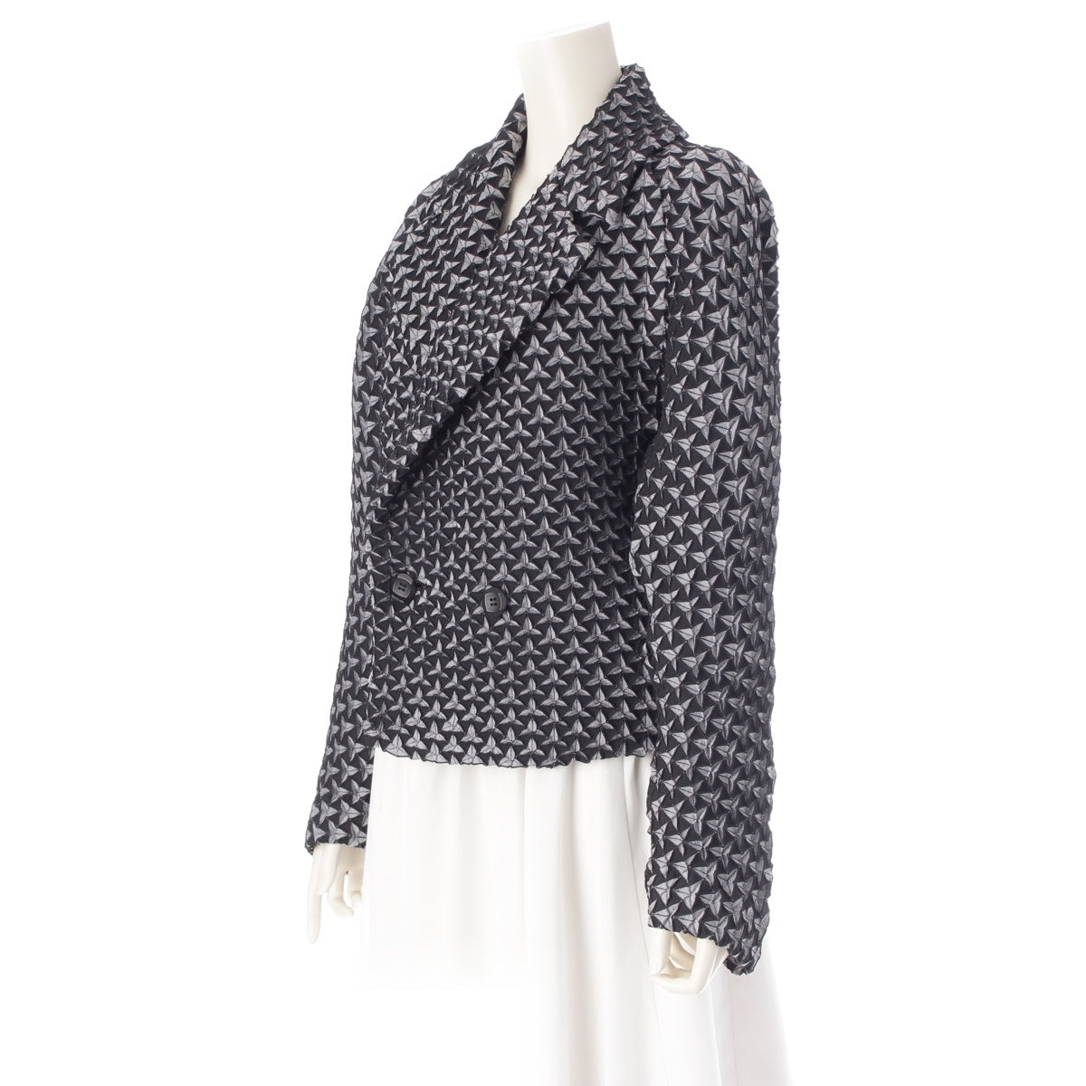ISSEY MIYAKE Kaleidoscope 3D Steam Stretch Pleated Double Breasted tailored jacket IM54FD508 black 2