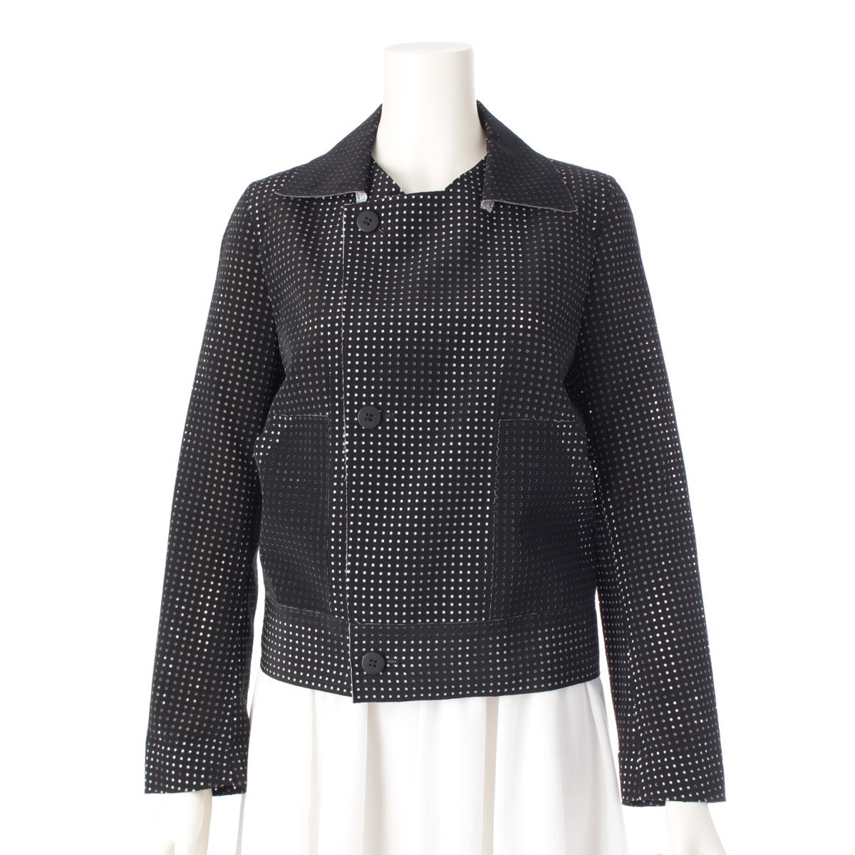 ISSEY MIYAKE punching Jacket tops IM41FC004 Black White 1