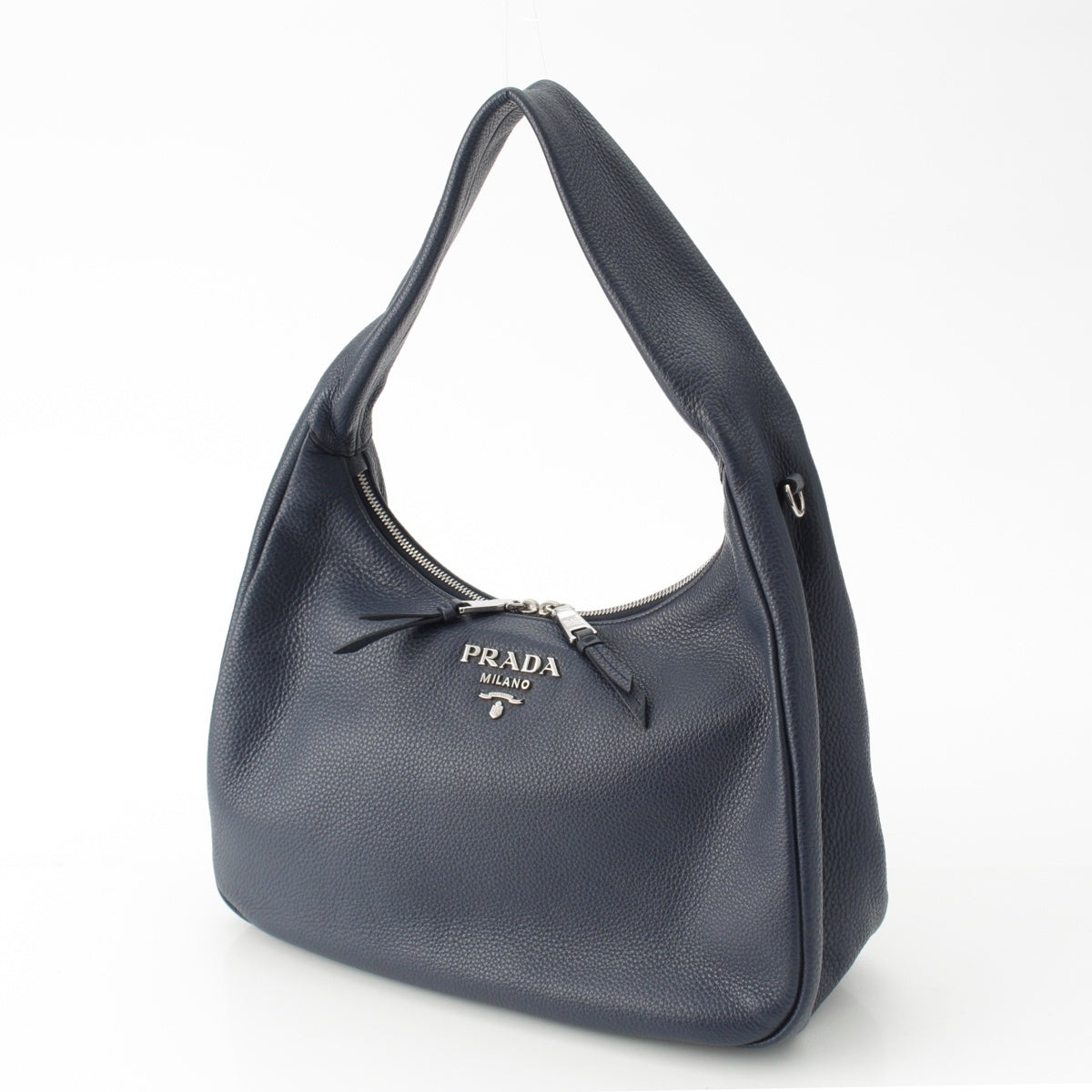 PRADA Vitello Phoenix leather 2way Shoulder Handbag 1BC134 Navy