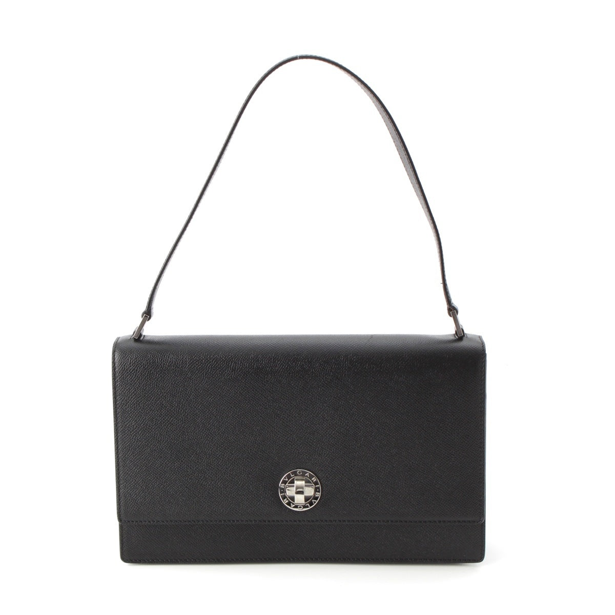 BVLGARI leather Turnlock Handbag One Shoulder Bag black