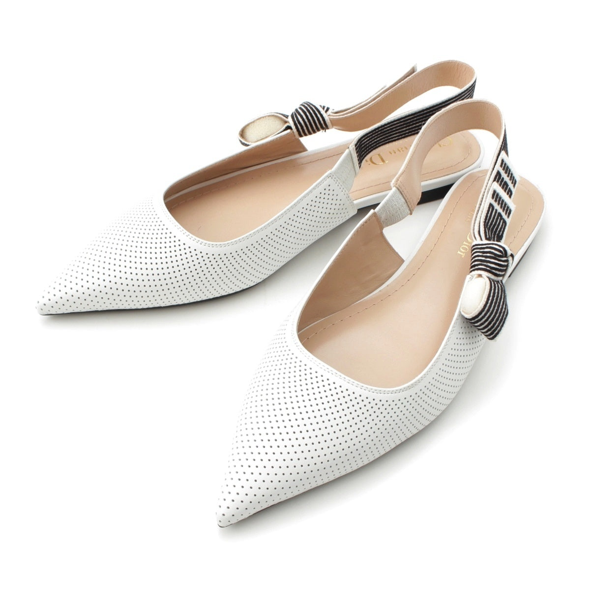 Dior TOUJOURS Slingback lambskin punching Mule white 37 1/2