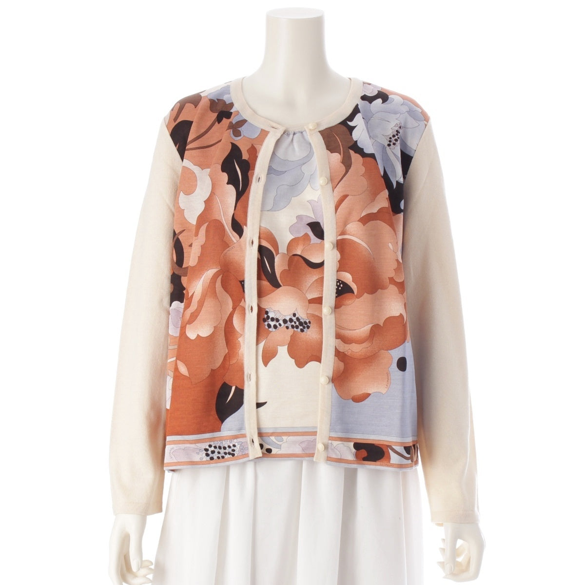 LEONARD Wool silk Floral ensemble knit 0387717 0387718 beige 42