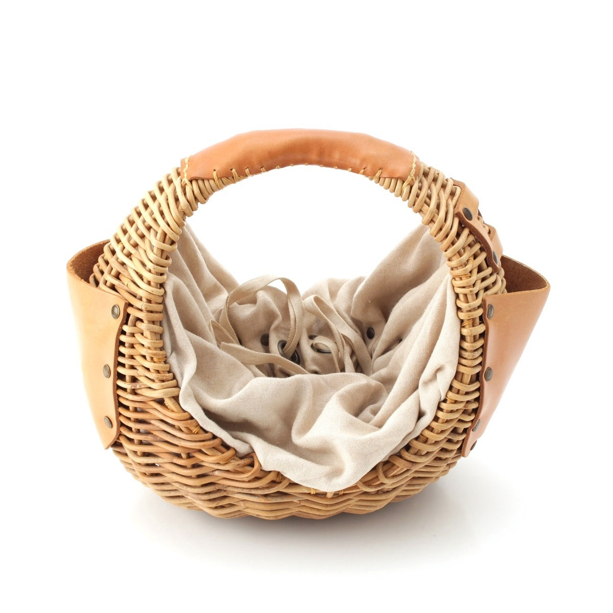 ebagos Chocoball Straw Bag Basket Handbag beige