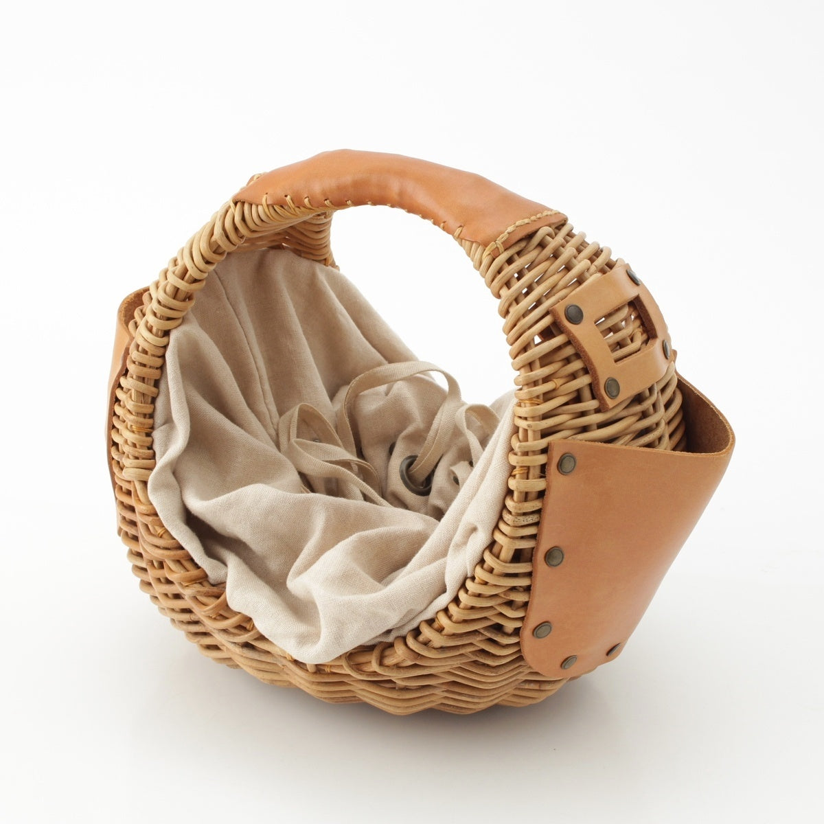 ebagos Chocoball Straw Bag Basket Handbag beige