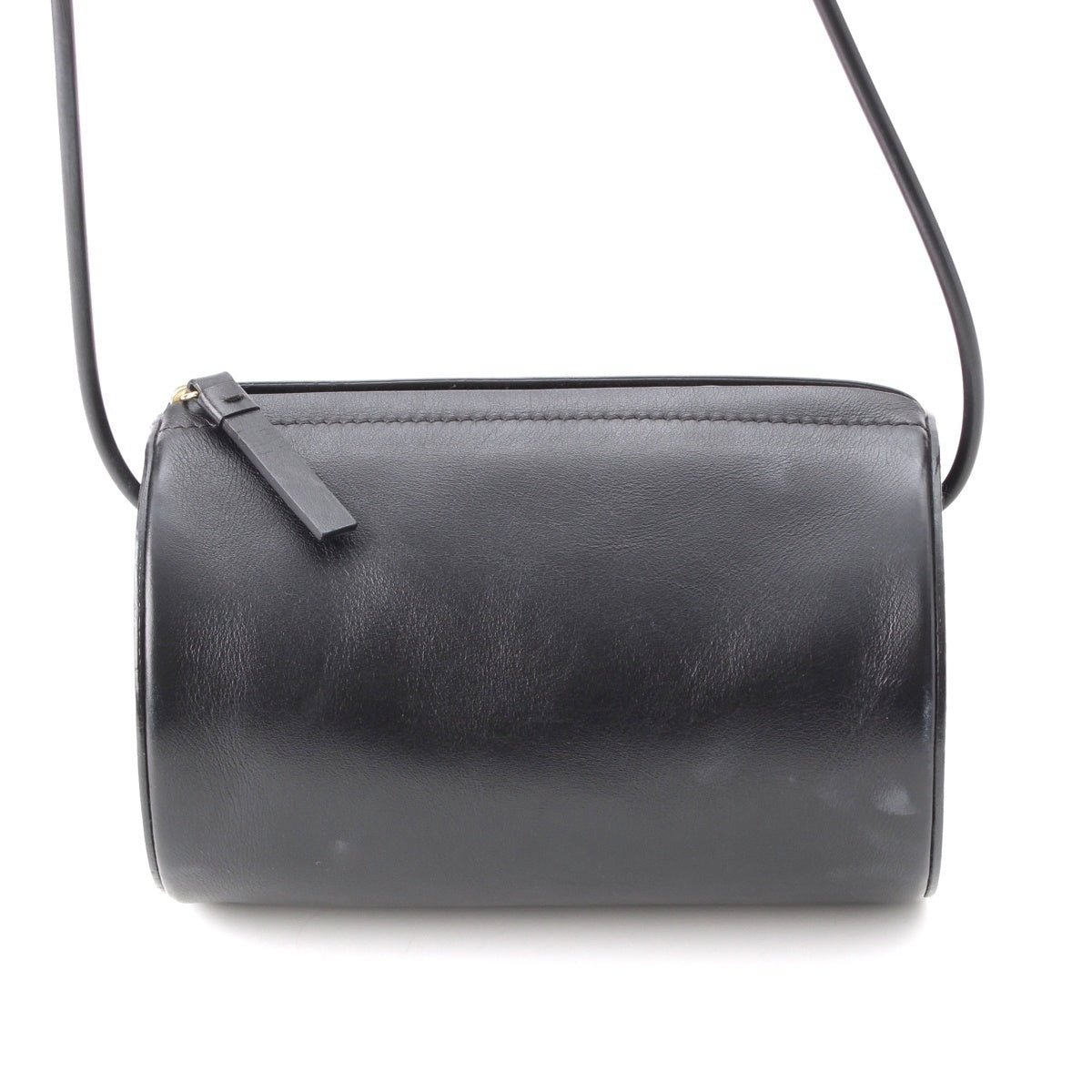 Building block leather Cylindrical Shoulder Bag black