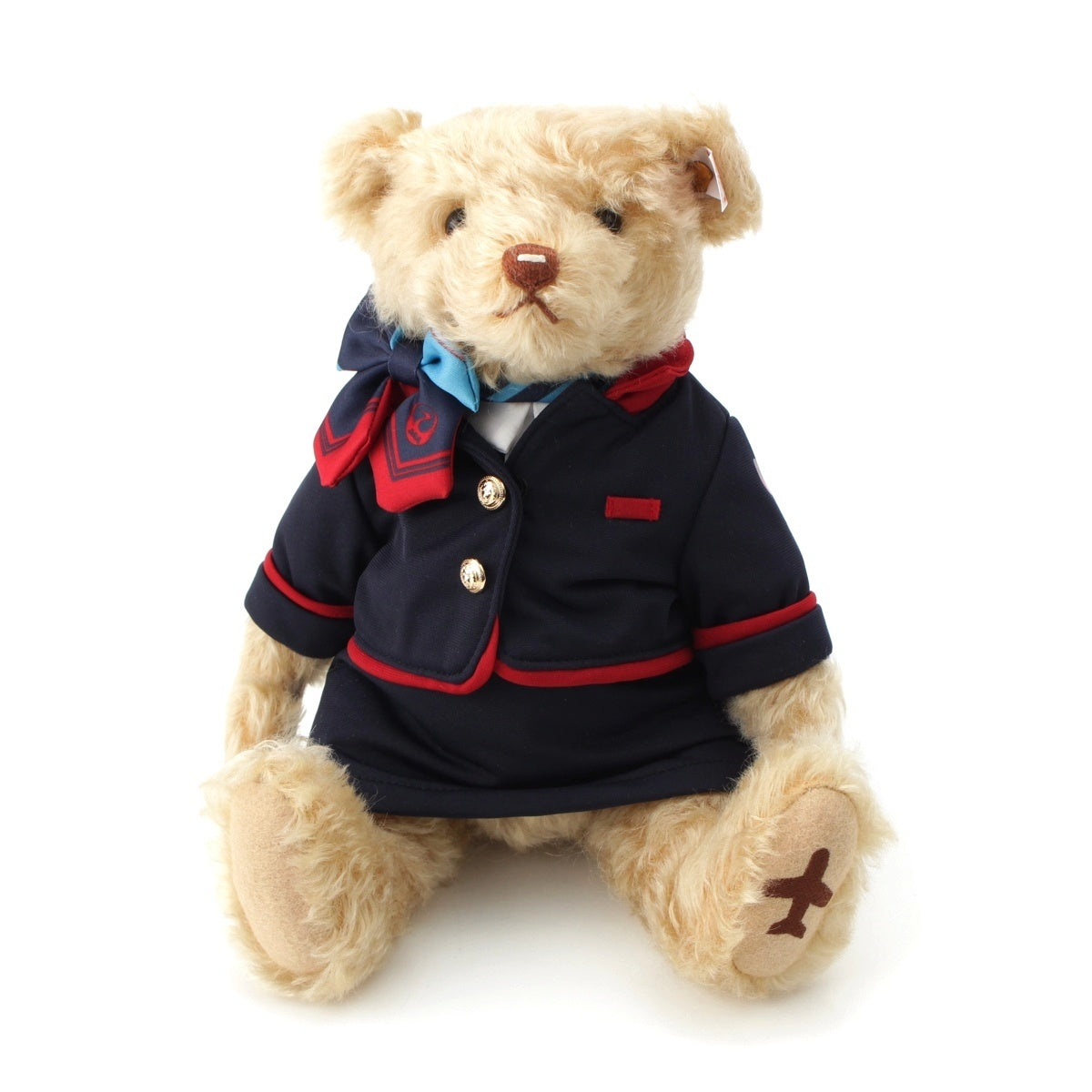 Steiff JAL Mohair Cotton White Tag Cabin Attendant Old Uniform Limited to 500 Toys Teddy bear 678240 multicolor