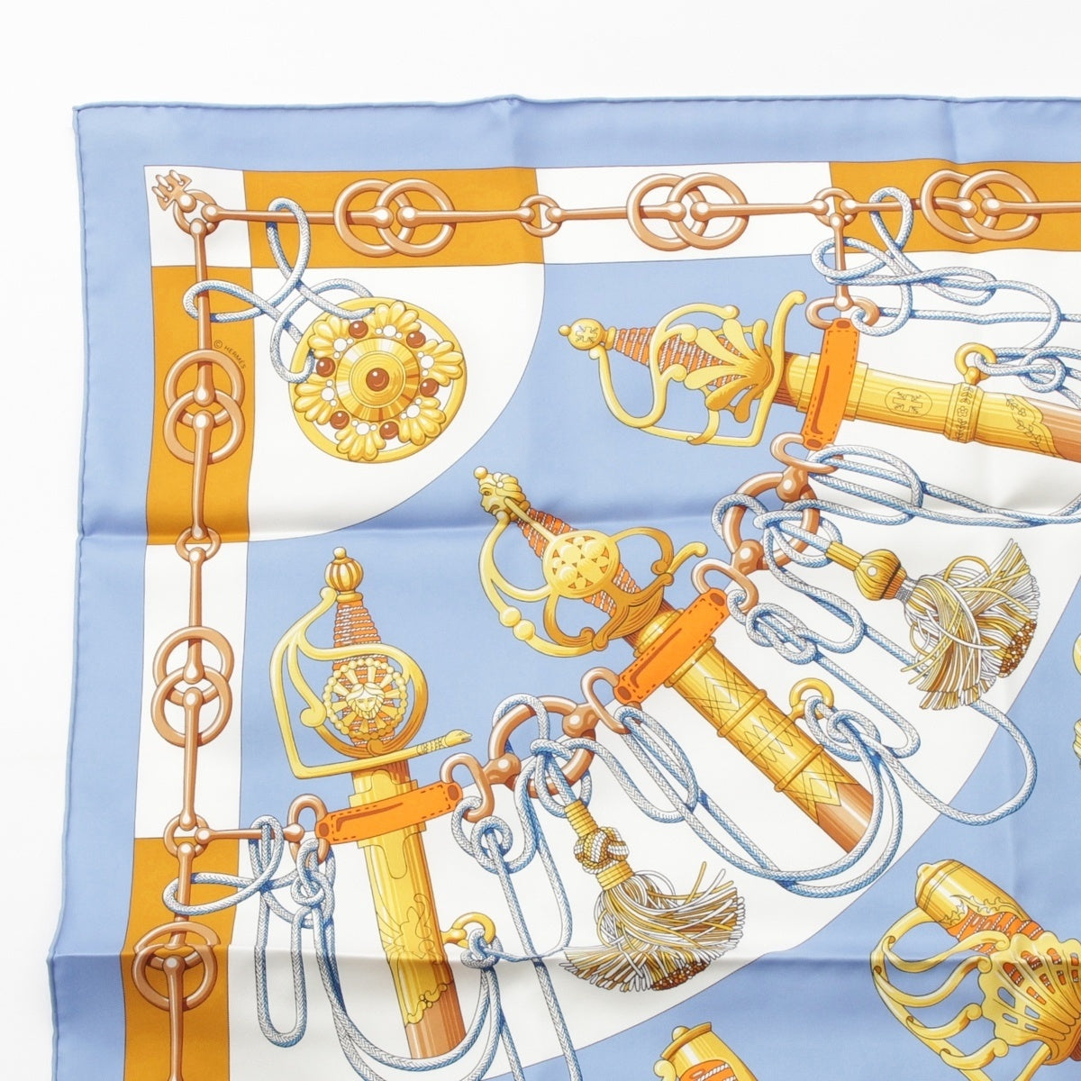HERMES Calle 90 Cliquetis silk scarf blue