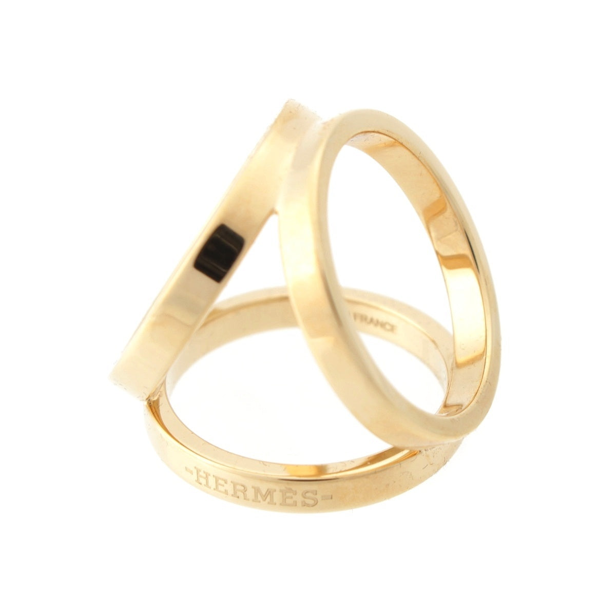 HERMES trio Gold Plated Scarf ring Perma Brass Gold