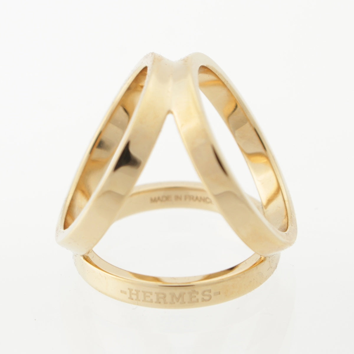 HERMES trio Gold Plated Scarf ring Perma Brass Gold