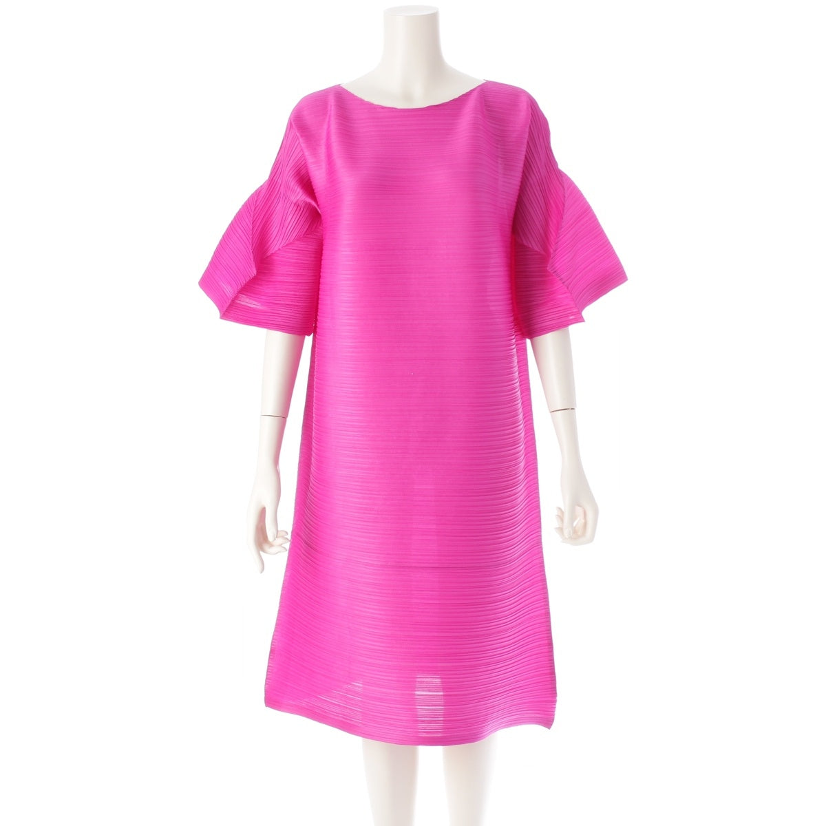 PLEATS PLEASE ISSEY  TOUR Half Sleeve Horizontal Pleated Bounce one piece PP31JH453 pink 3