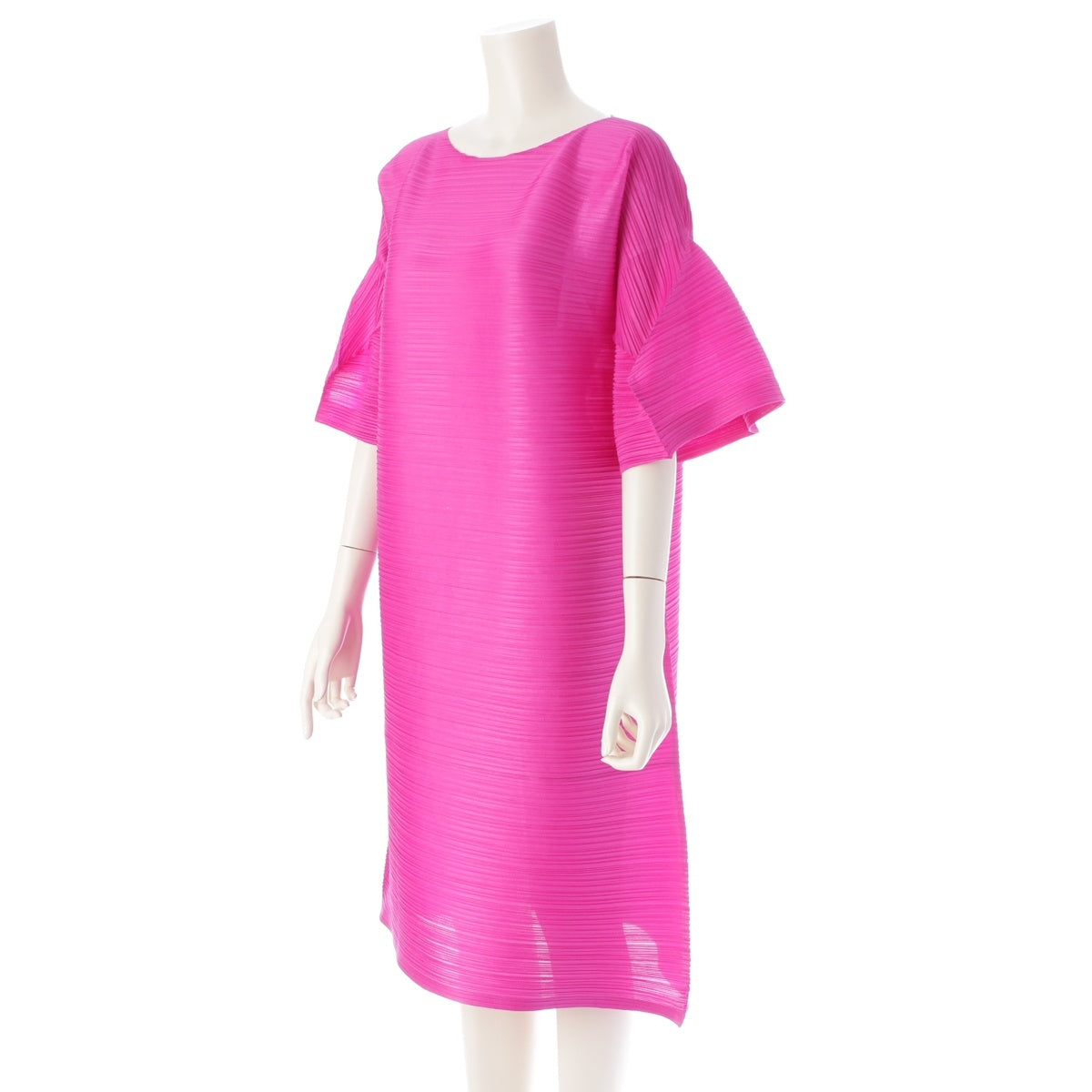 PLEATS PLEASE ISSEY  TOUR Half Sleeve Horizontal Pleated Bounce one piece PP31JH453 pink 3