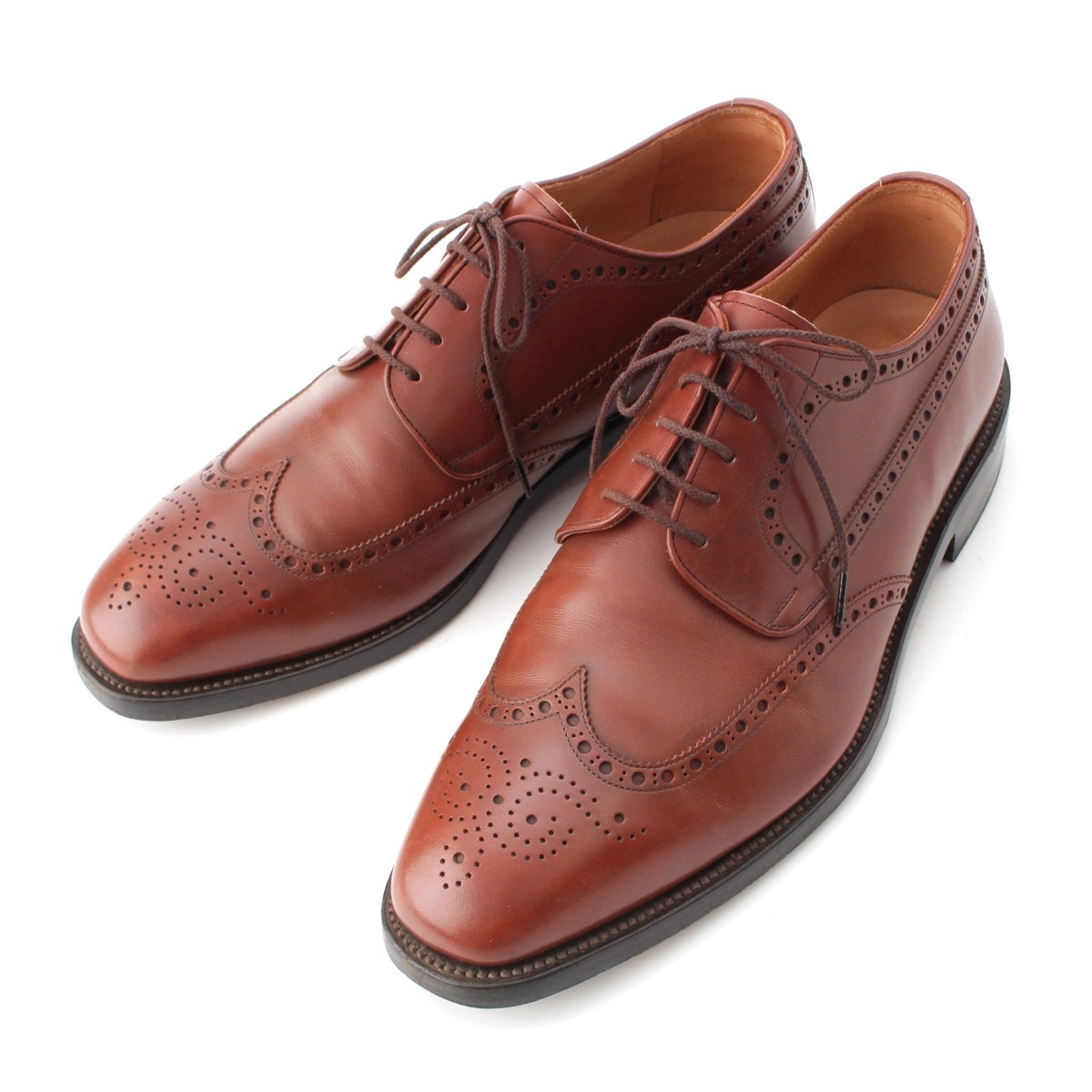 SCOTCH GRAIN leather Full brogue, open wing, wingtip, medallion Dress shoes NL-2254 Brown 10.4"