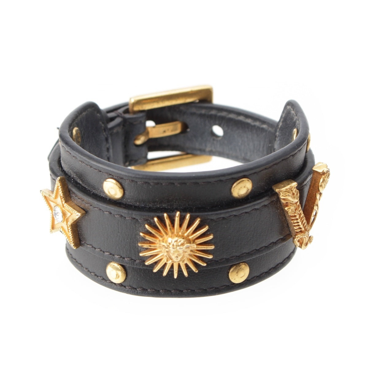 VERSACE leather Medusa bracelet Accessories DG0H383 black