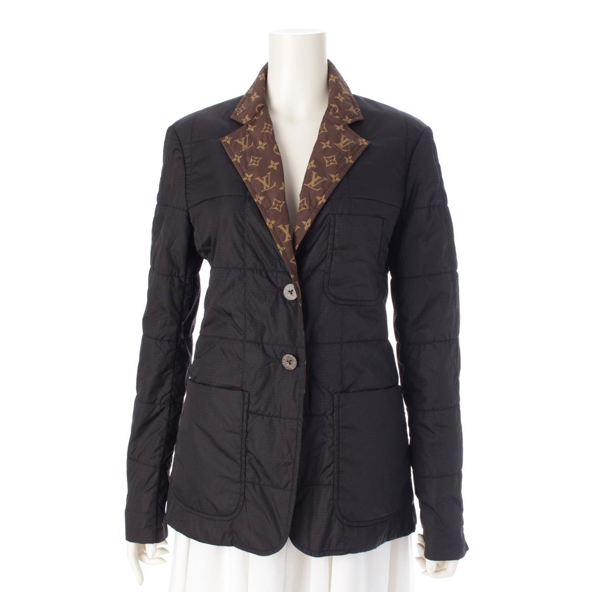 LOUIS VUITTON Nylon Monogram quilting Jacket outer RW212W Black x brown 36