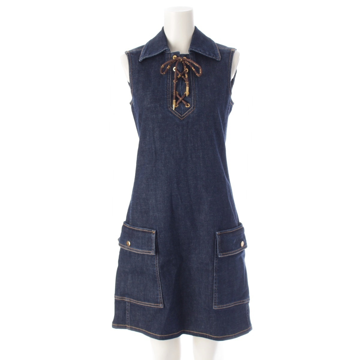 LOUIS VUITTON cotton Monogram Denim Sleeveless one piece RW202W blue 34