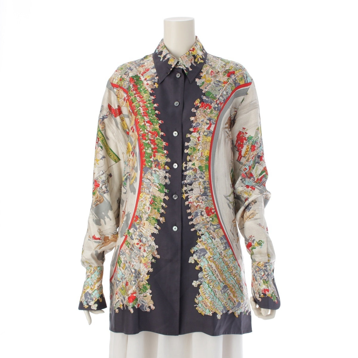 HERMES CIRQUE MOLIER Morie Circus silk Long sleeve shirt tops multicolor 40
