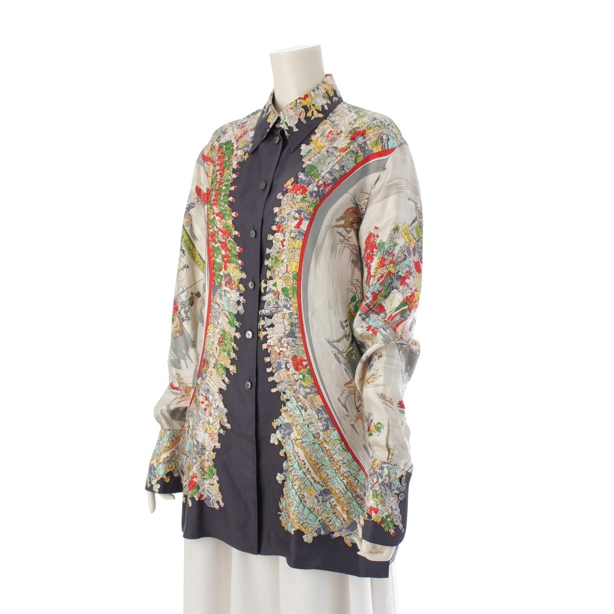 HERMES CIRQUE MOLIER Morie Circus silk Long sleeve shirt tops multicolor 40