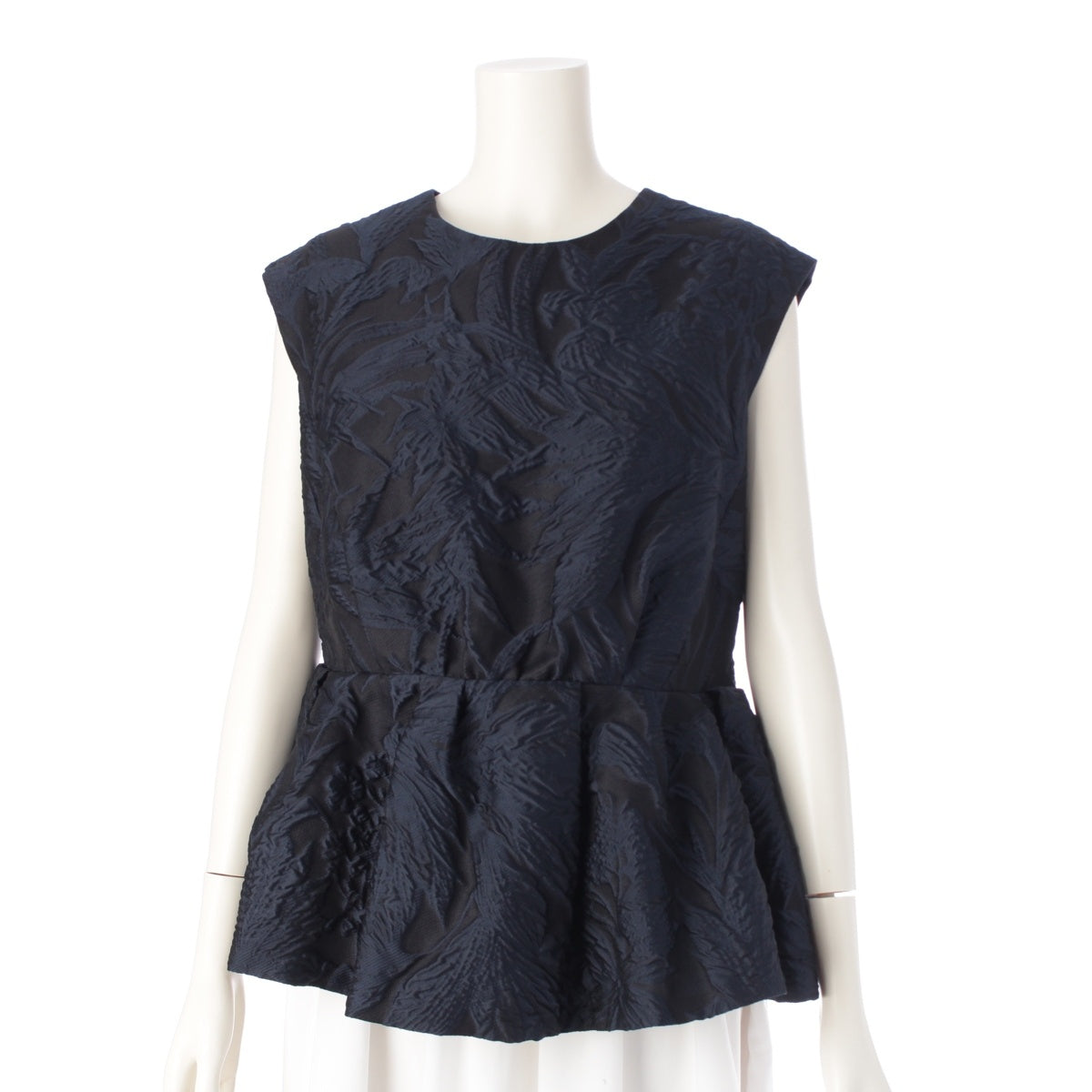 Drawer Flower embossed jacquard dress top sleeveless blouse 6521-299-1273 Navy black 36
