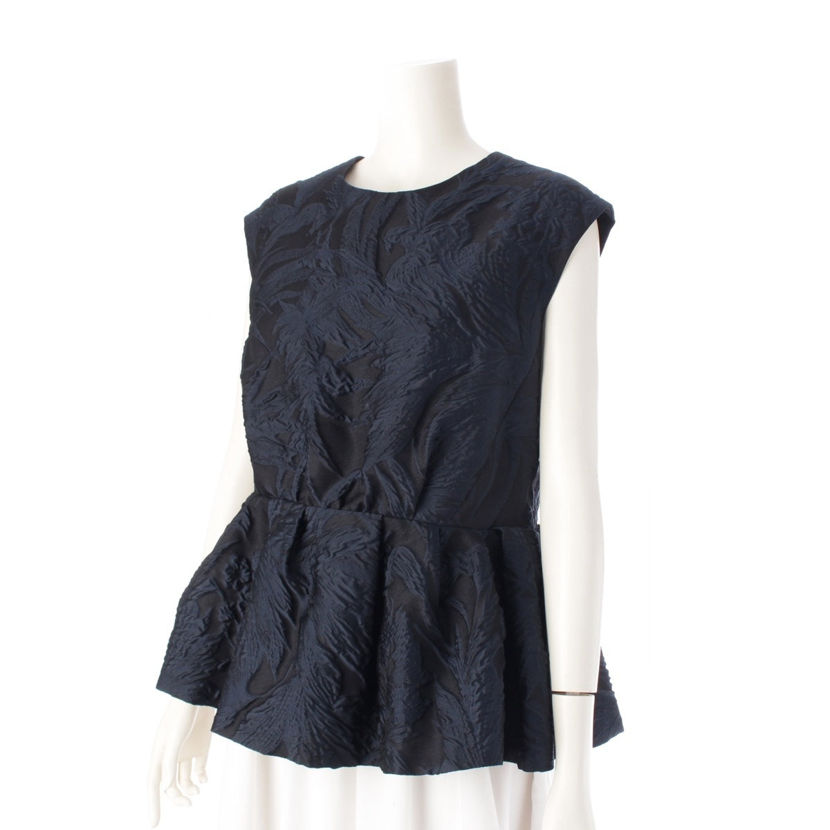 Drawer Flower embossed jacquard dress top sleeveless blouse 6521-299-1273 Navy black 36