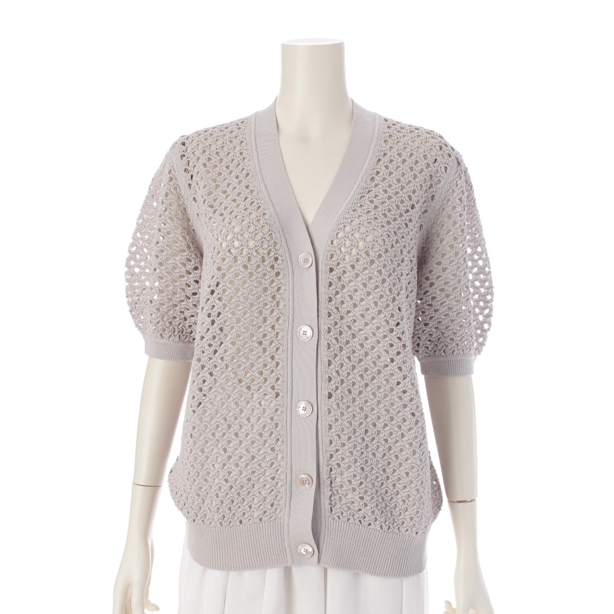 Drawer cotton M.SUMMER1 7G Eyelet Short Sleeve cardigan tops 6515-199-0624 Light gray