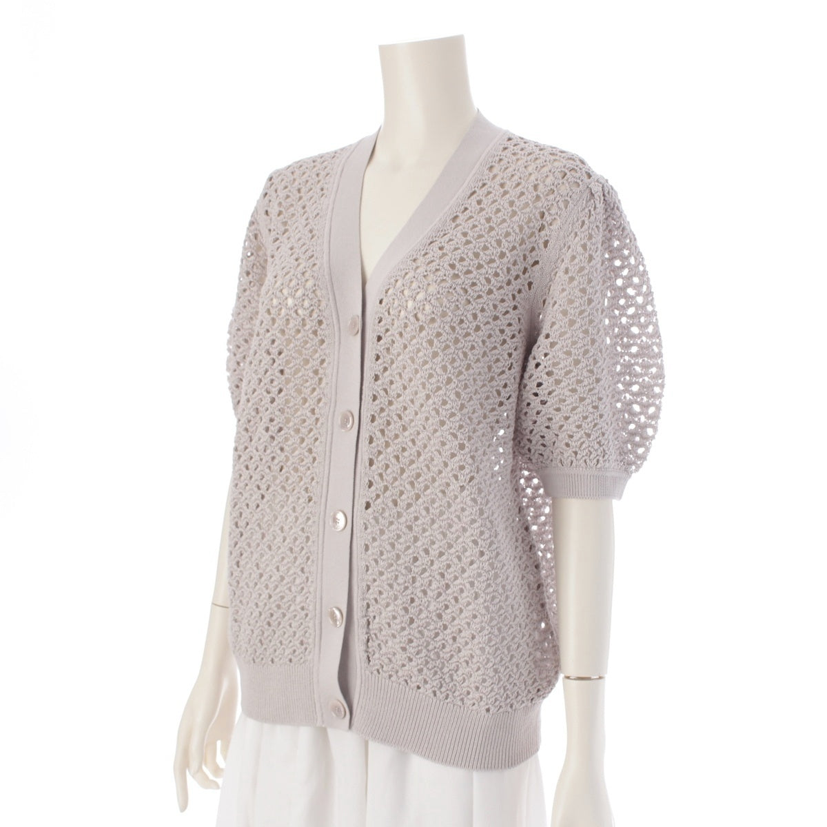 Drawer cotton M.SUMMER1 7G Eyelet Short Sleeve cardigan tops 6515-199-0624 Light gray