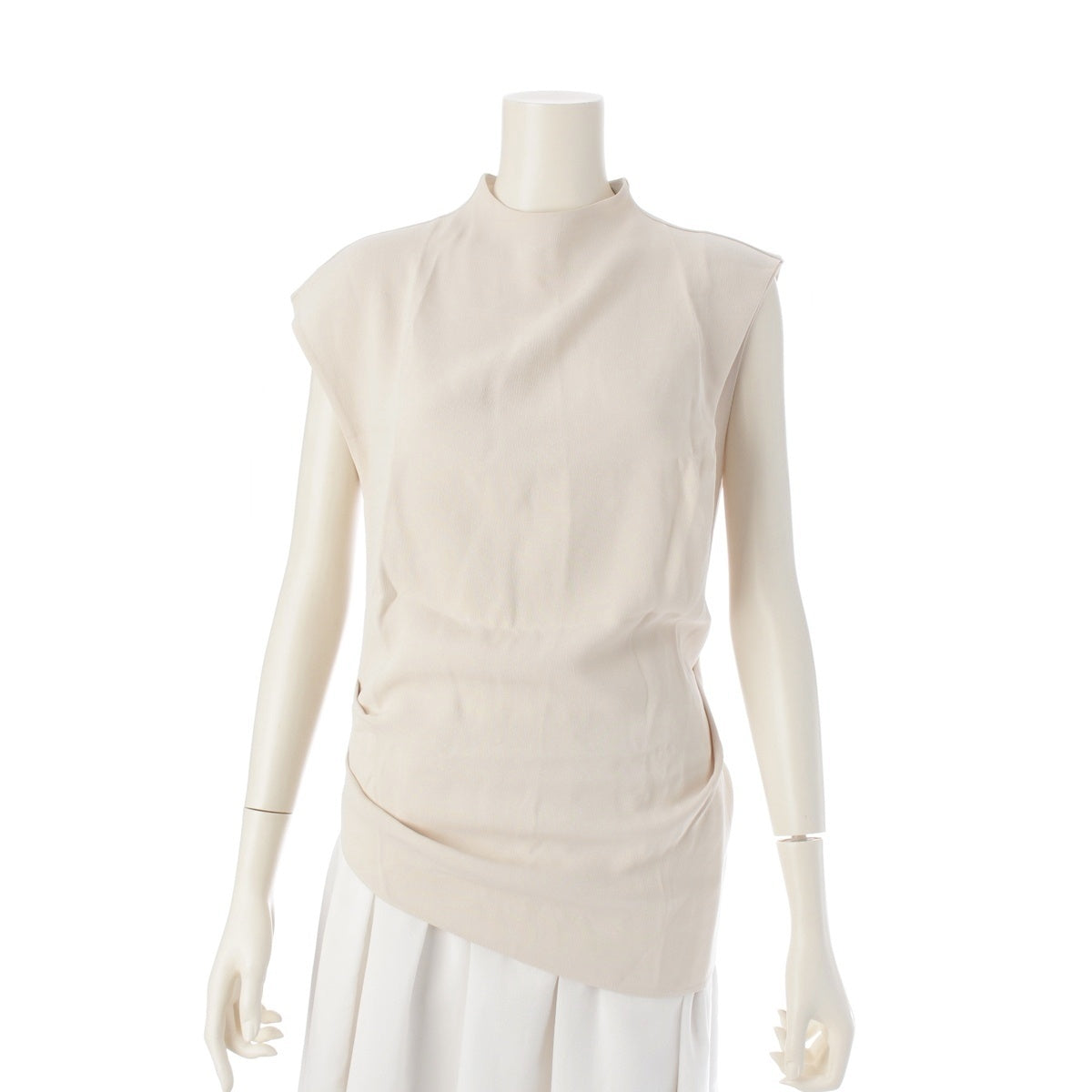 GAUCHERE Acetate x rayon Asymmetrical Sleeveless tops 6521-343-1169 Ivory Beige 34