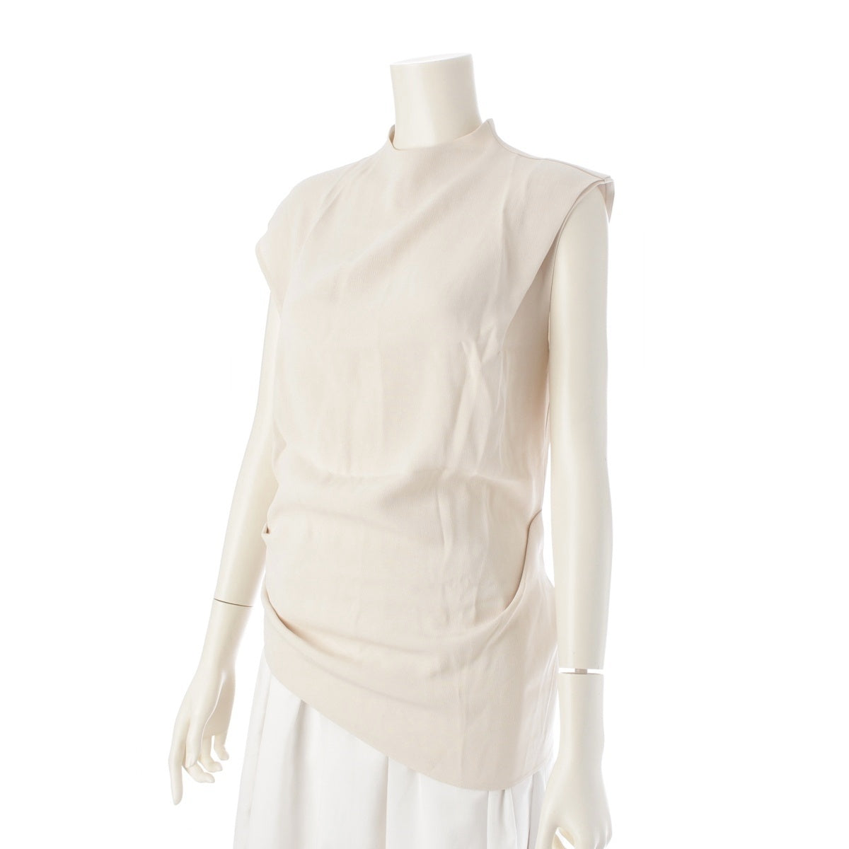 GAUCHERE Acetate x rayon Asymmetrical Sleeveless tops 6521-343-1169 Ivory Beige 34