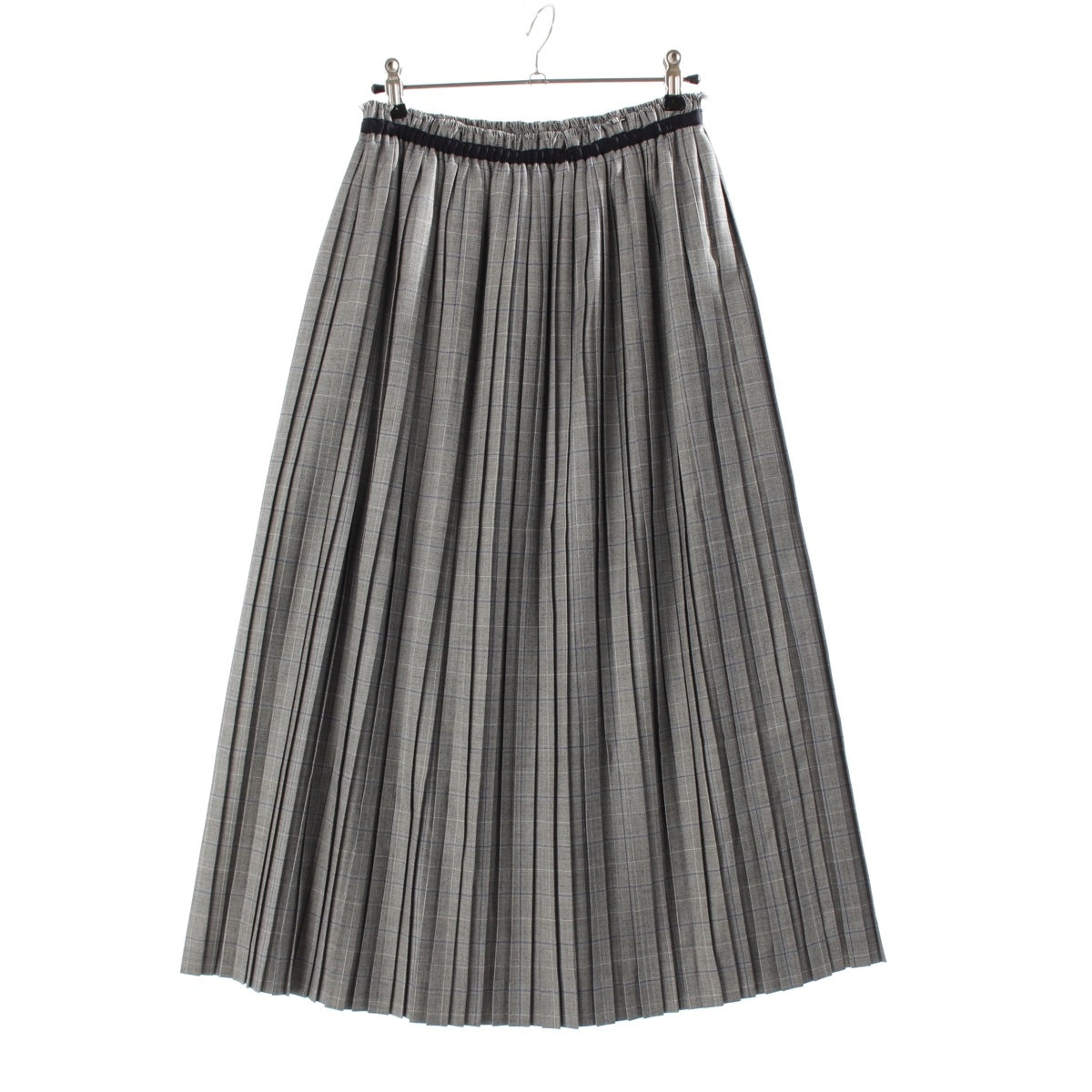 Drawer Summer Wool Windowpane Pleated long skirt 6524-299-1786 gray 36