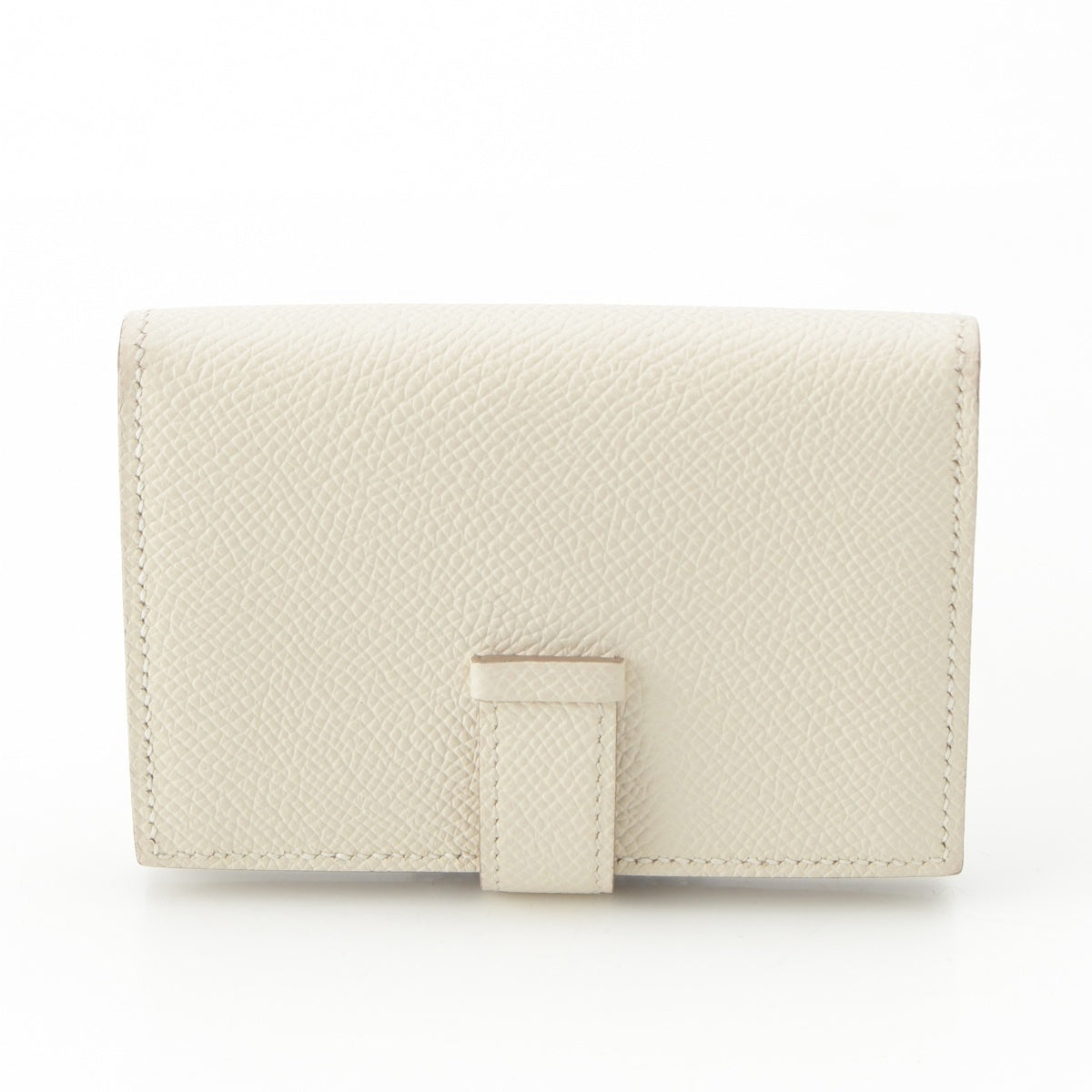 HERMES Bean mini Epsom SilverMetal Cre Coin case Creme White