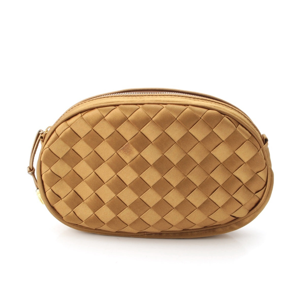 BOTTEGAVENETA Satin INTRECCIATO Pouch gold