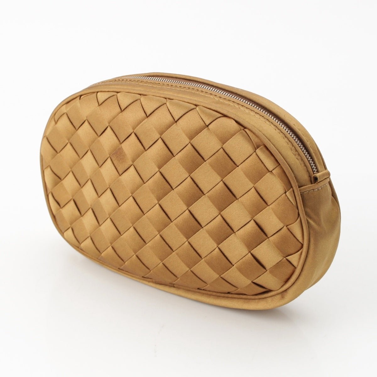 BOTTEGAVENETA Satin INTRECCIATO Pouch gold