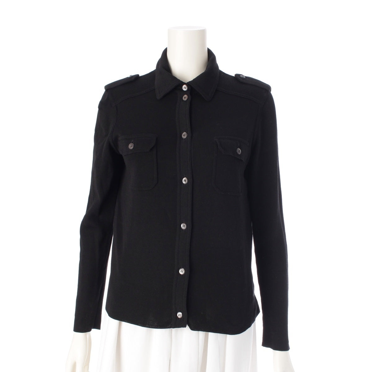 PRADA cotton Archives Knit Design Long sleeve shirt tops black 42