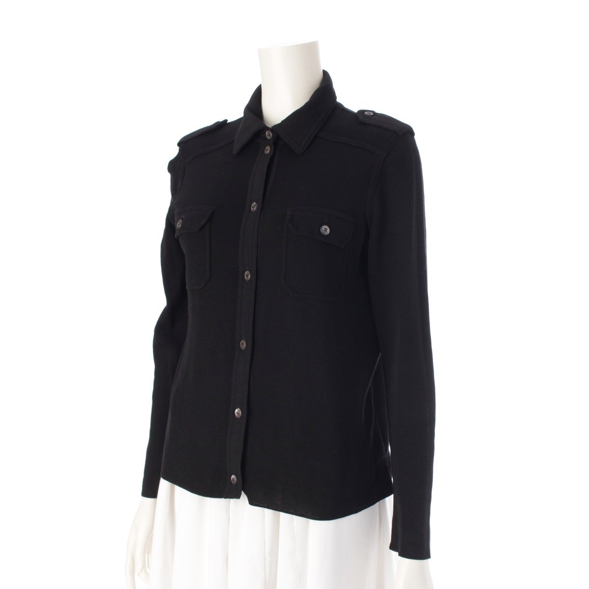 PRADA cotton Archives Knit Design Long sleeve shirt tops black 42