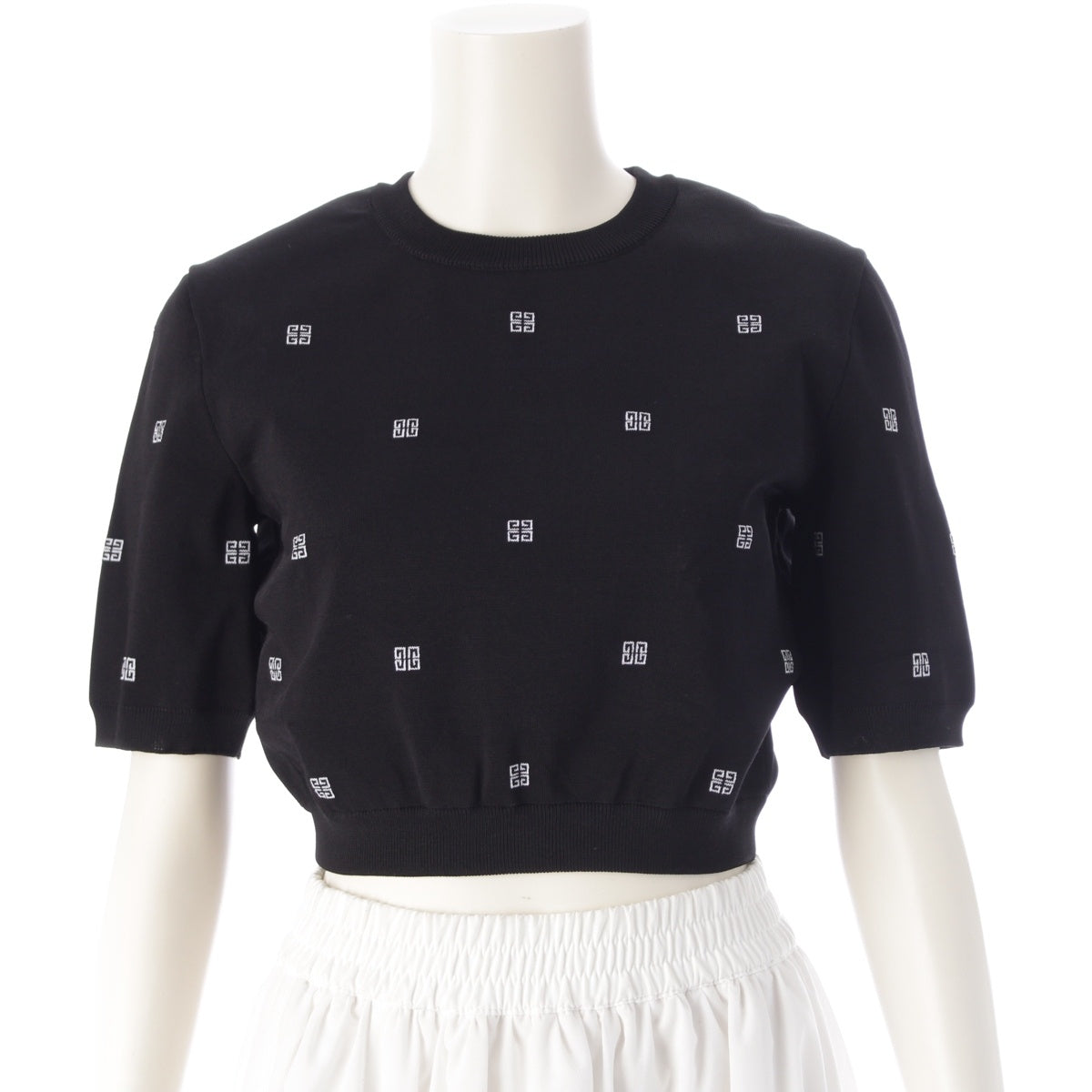 Givenchy Rayon x nylon 4G motif cropped knit tops black S