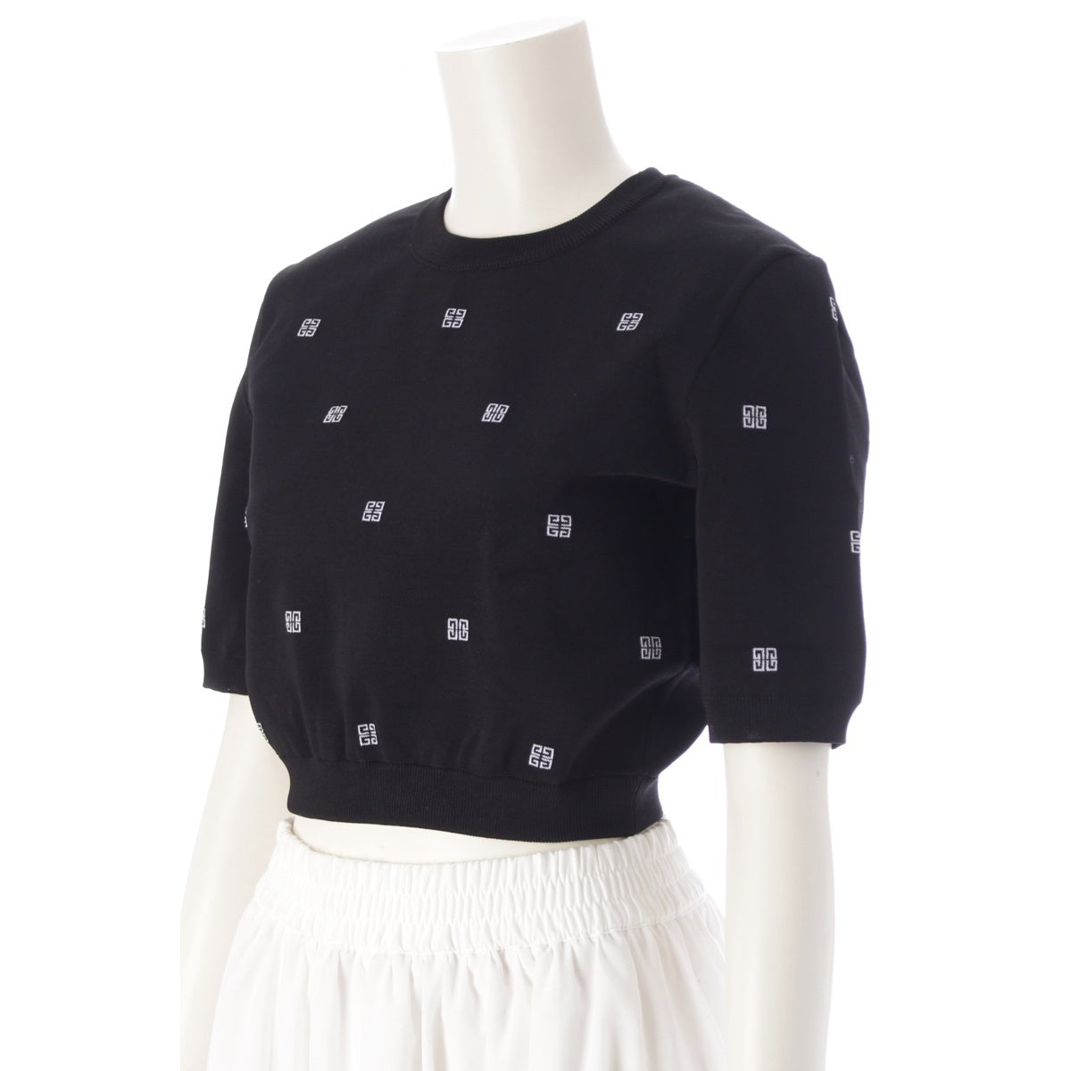 Givenchy Rayon x nylon 4G motif cropped knit tops black S