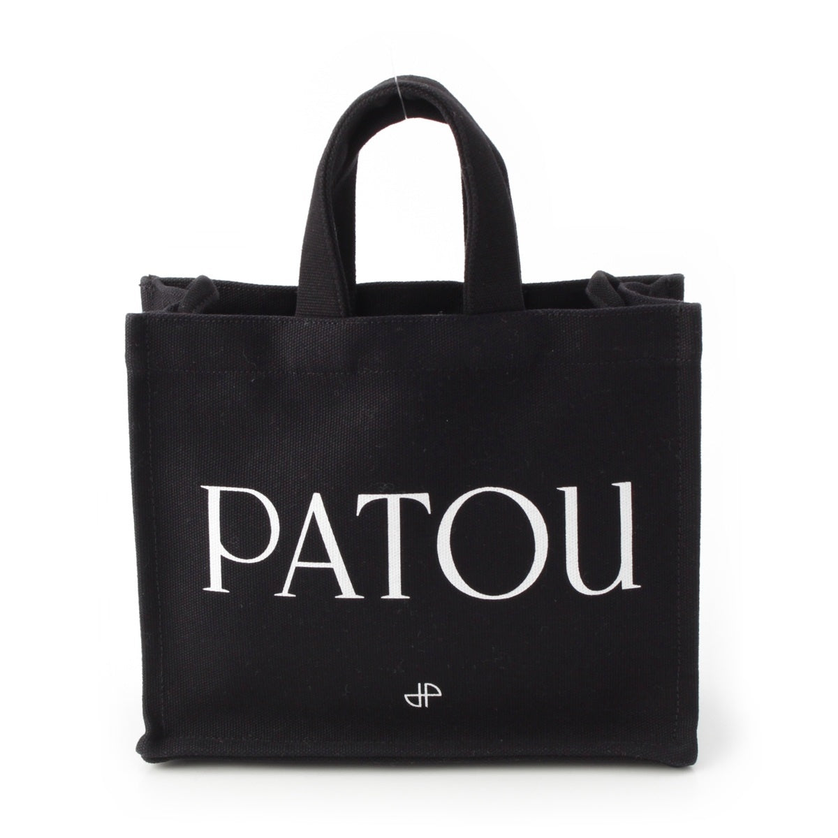 Patou Cotton canvas Logo 2WAY Shoulder Tote Handbag black