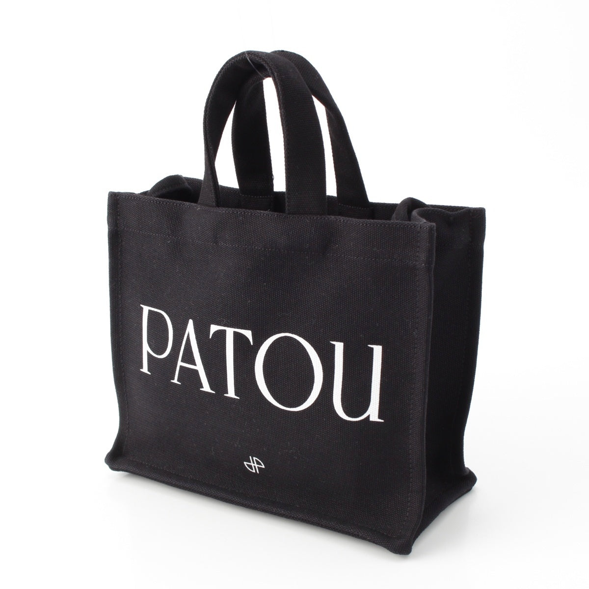 Patou Cotton canvas Logo 2WAY Shoulder Tote Handbag black