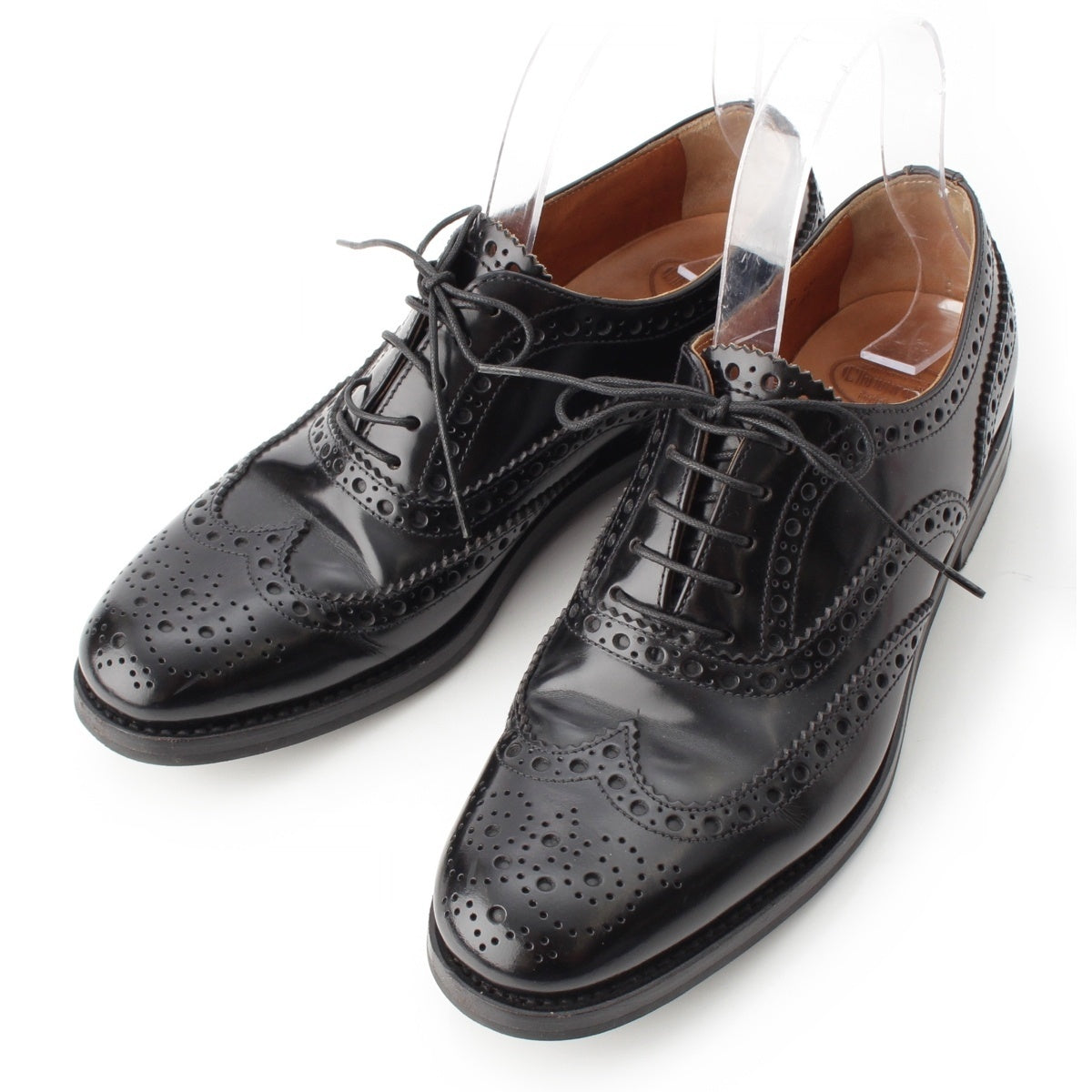 CHURCH'S BURWOOD Burwood Polished binder calf Wingtip lace-up dress shoes black 37