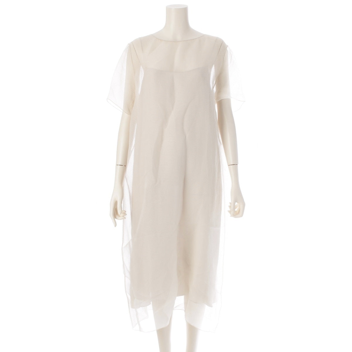 THE ROW silk Sheer Long one piece dress 4415-w1278 off white M