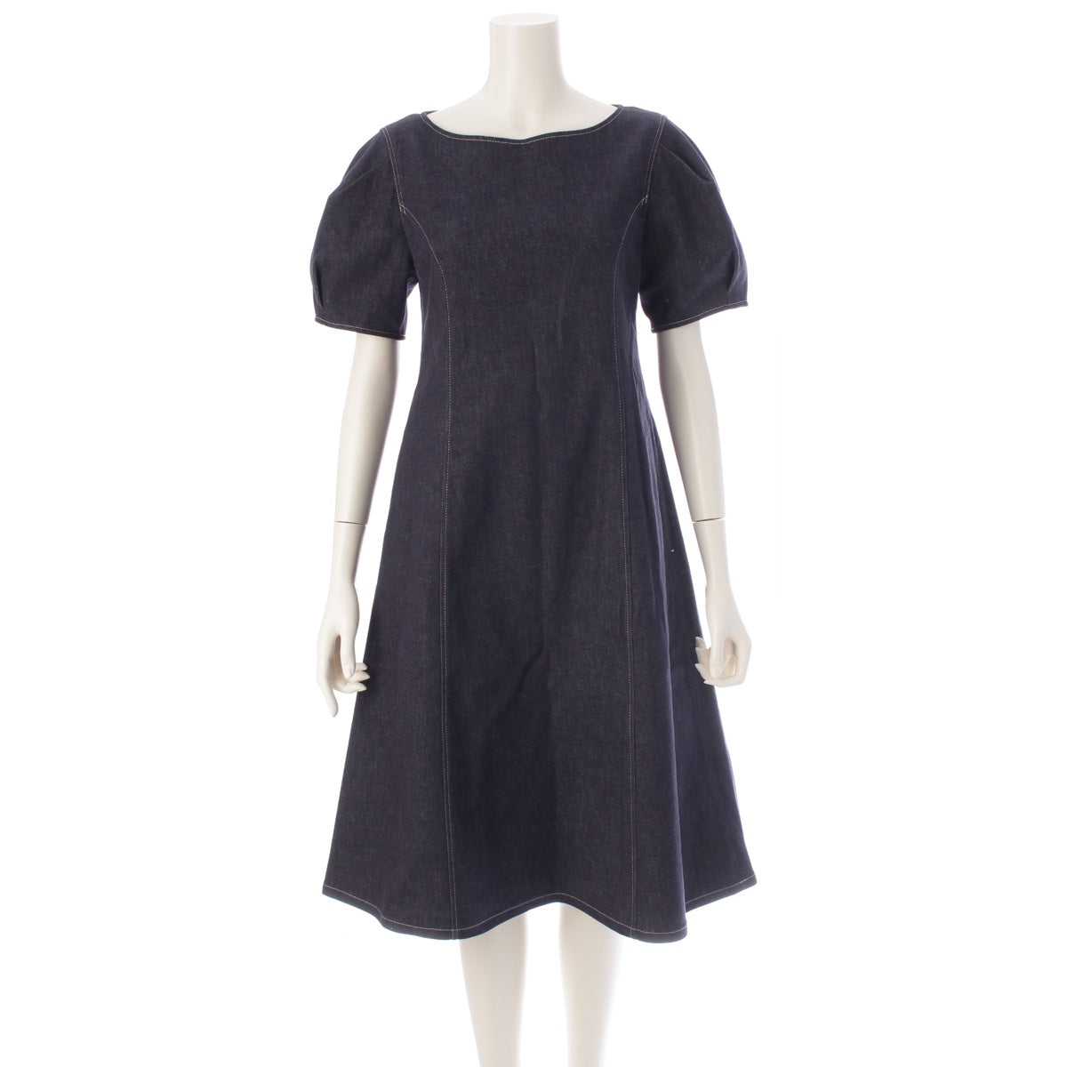 FOXEY NEW YORK PALOMA cotton Denim Back Zip Short Sleeve one piece 44998 Indigo 38