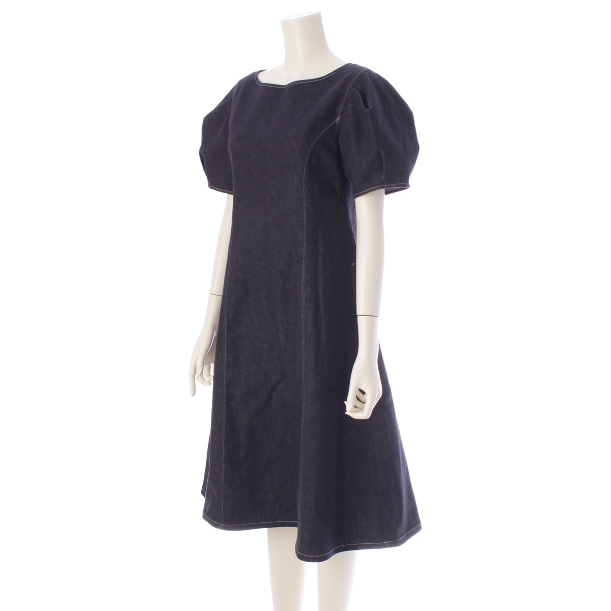 FOXEY NEW YORK PALOMA cotton Denim Back Zip Short Sleeve one piece 44998 Indigo 38