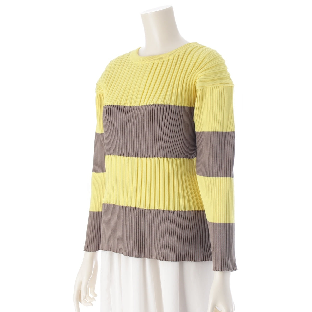 CFCL Rib Border Pattern knit tops OSKCF002KN050 Yellow x beige 1