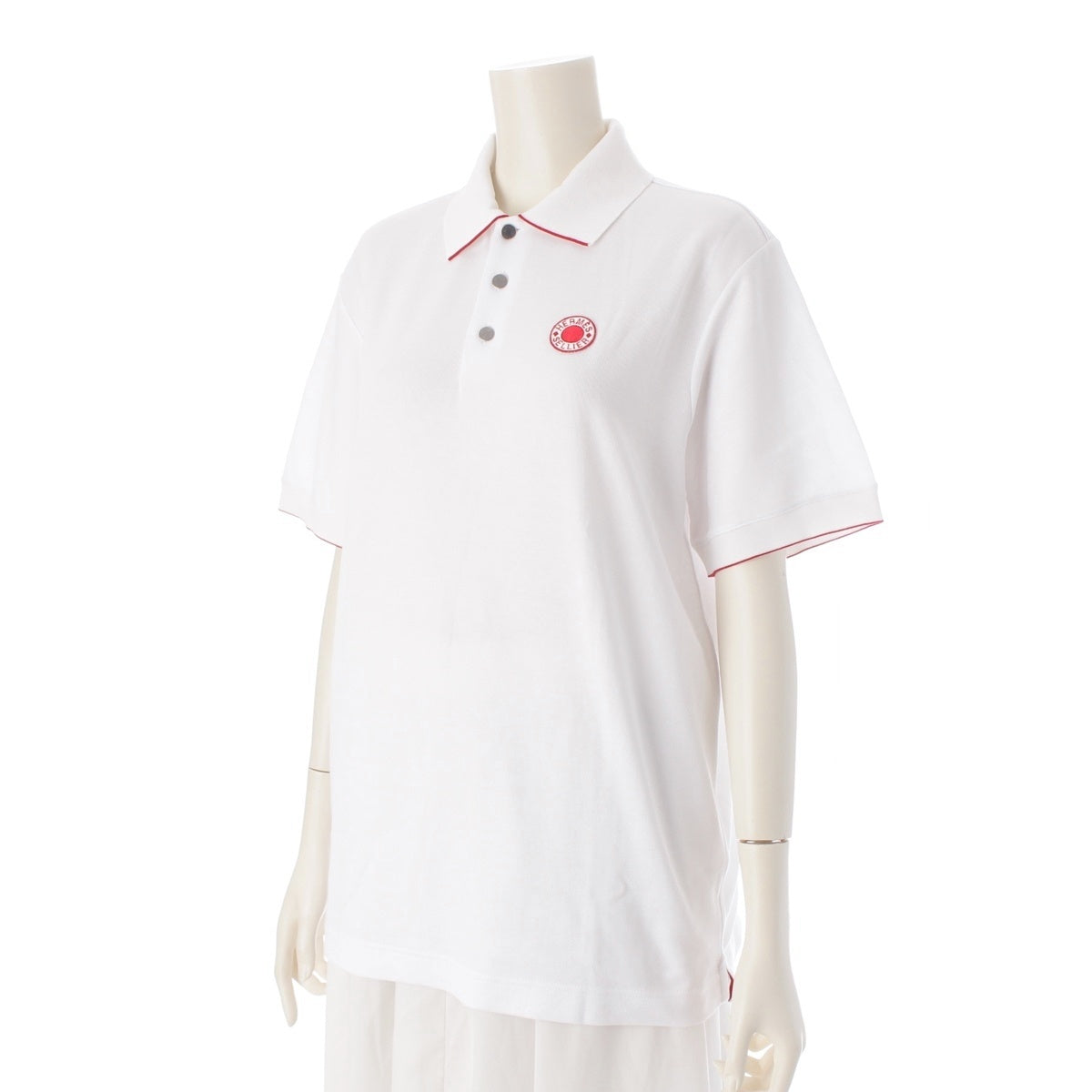 HERMES cotton Serie Button Short Sleeve Polo shirt tops white L