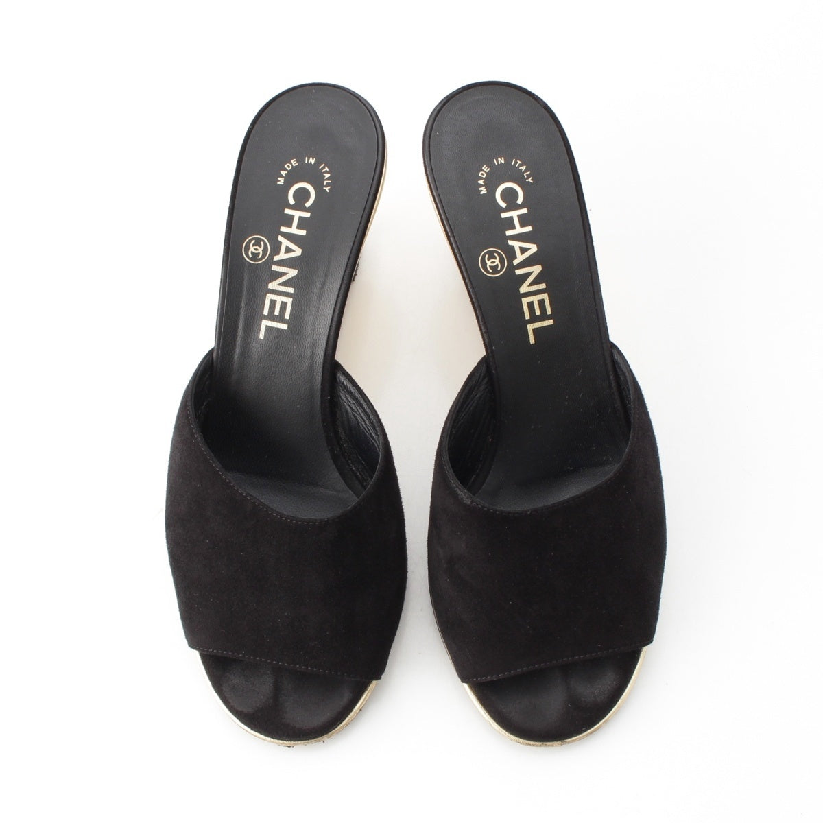 CHANEL COCO Mark Clear Heel Mule Sandals G36151 black 36C