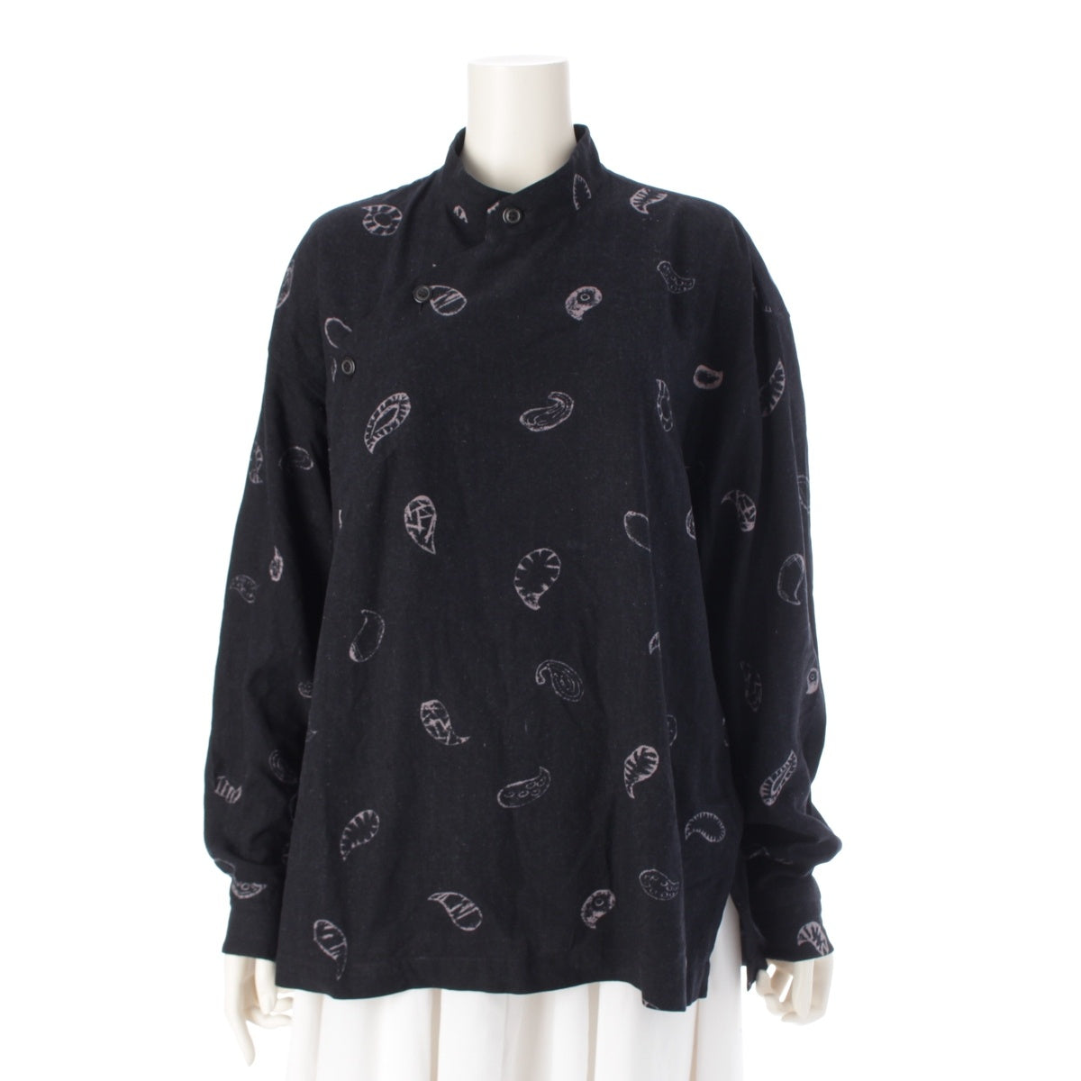 ISSEY MIYAKE silk Overall handle Long sleeve shirt tops ME43-FJO56 black M